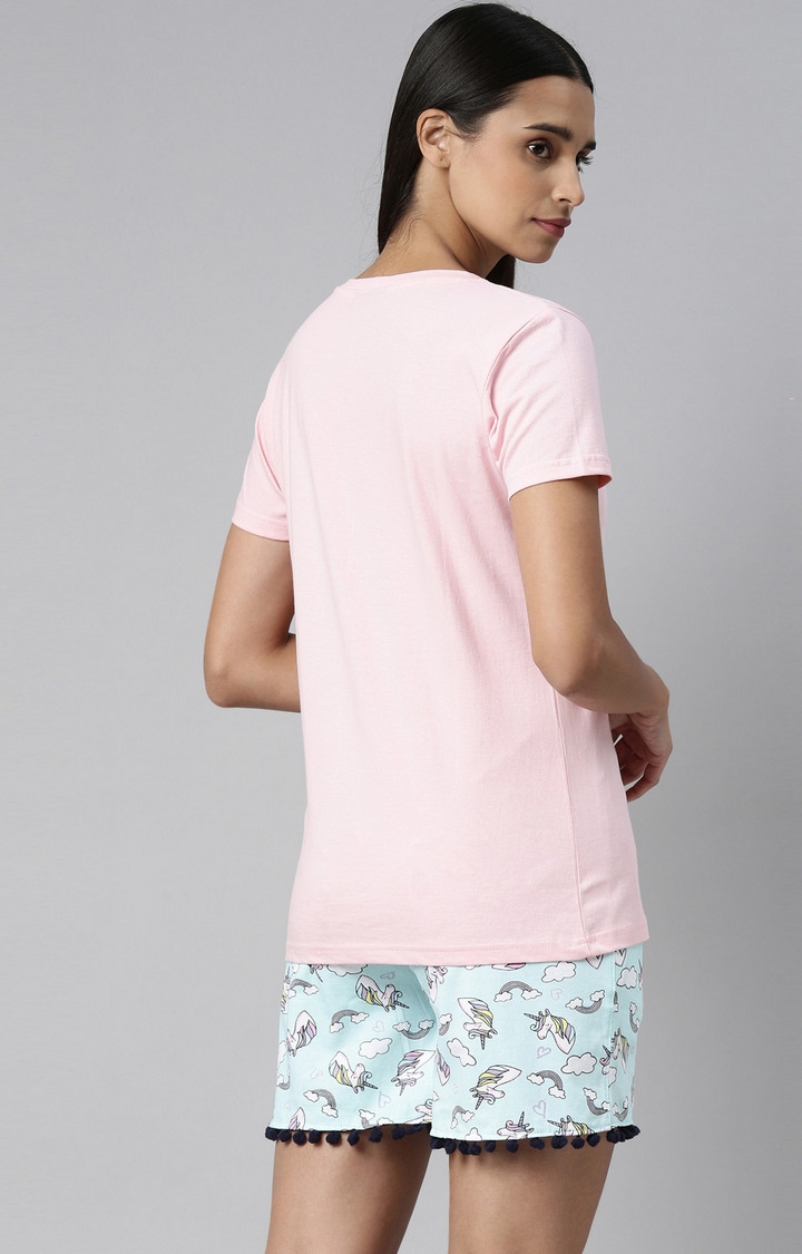 Kryptic | Pink & Mint Cotton T-Shirt and Shorts Set 4