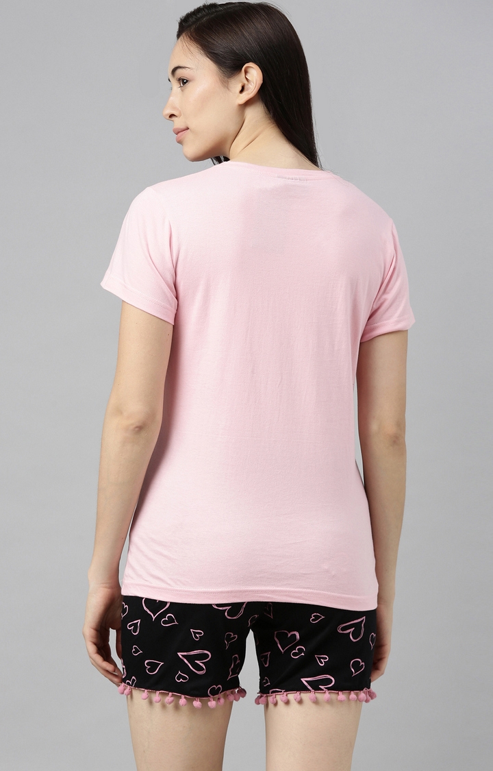 Kryptic | Pink & Black Cotton T-Shirt and Shorts Set 3