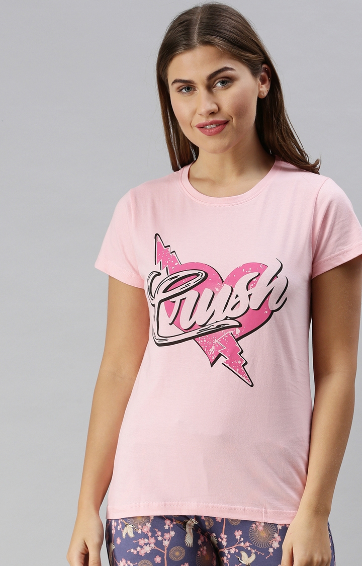 Kryptic | Women's Pink Cotton Printed T-Shirts 3