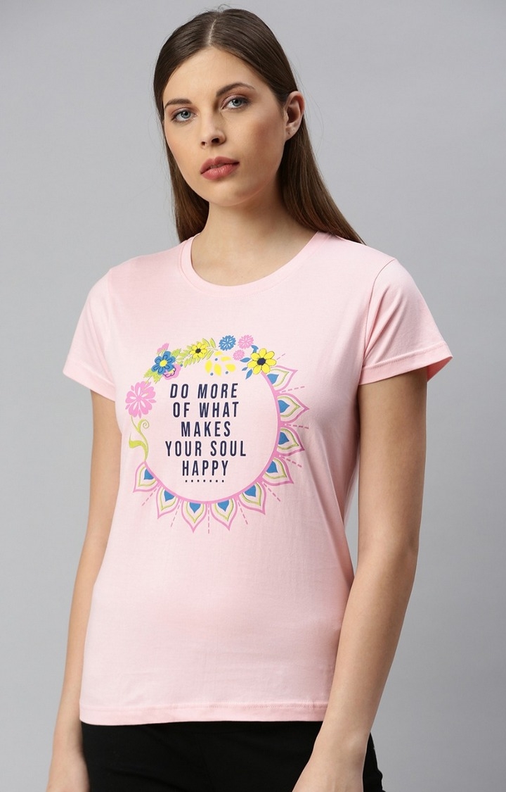 Kryptic | Women's Pink Cotton Printed T-Shirts 2