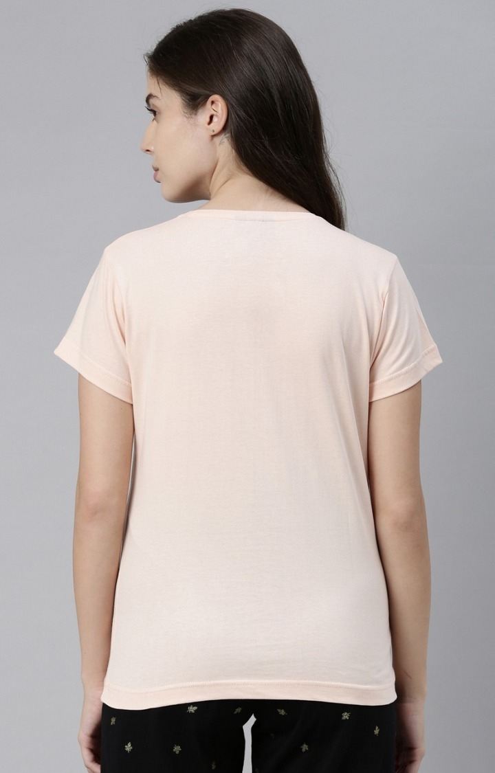 Kryptic | Women's Pink Cotton Printed T-Shirts 4