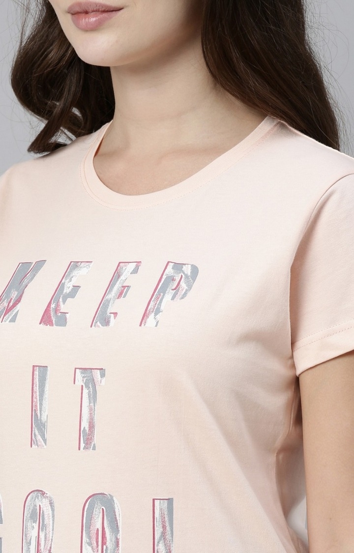 Kryptic | Women's Pink Cotton Printed T-Shirts 6
