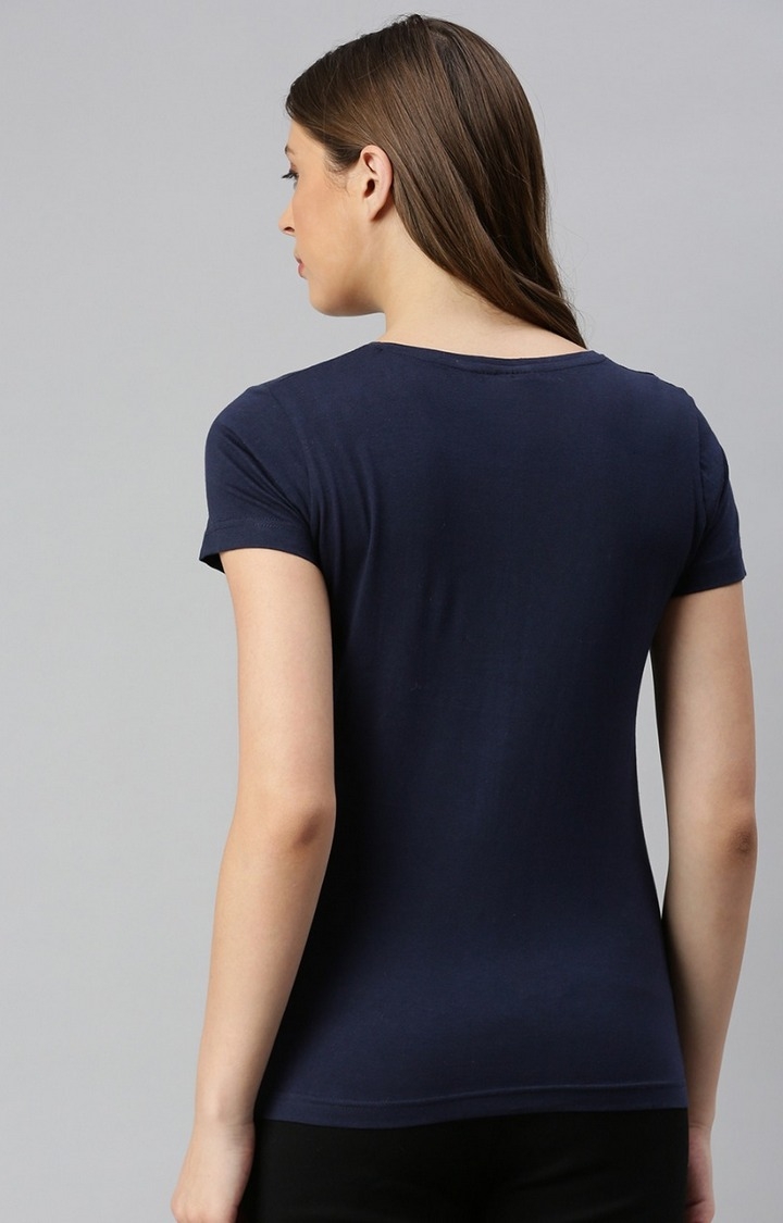 Kryptic | Women's Blue Cotton Printed T-Shirts 4