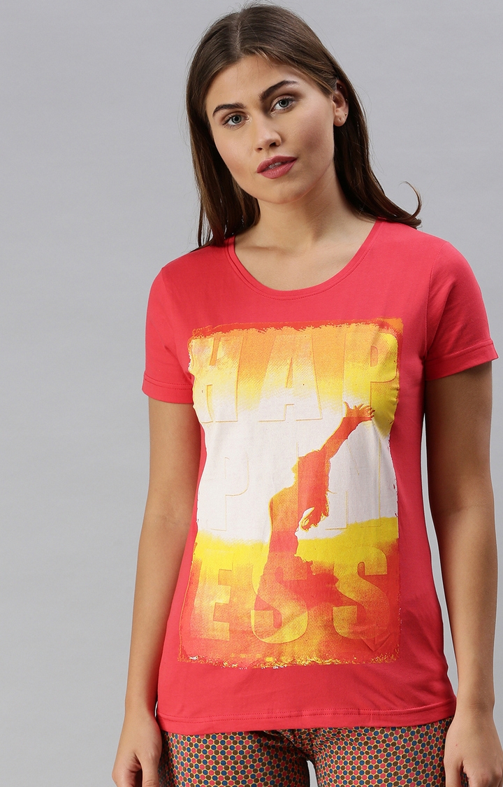 Kryptic | Red & Green Printed Activewear T-Shirts 2