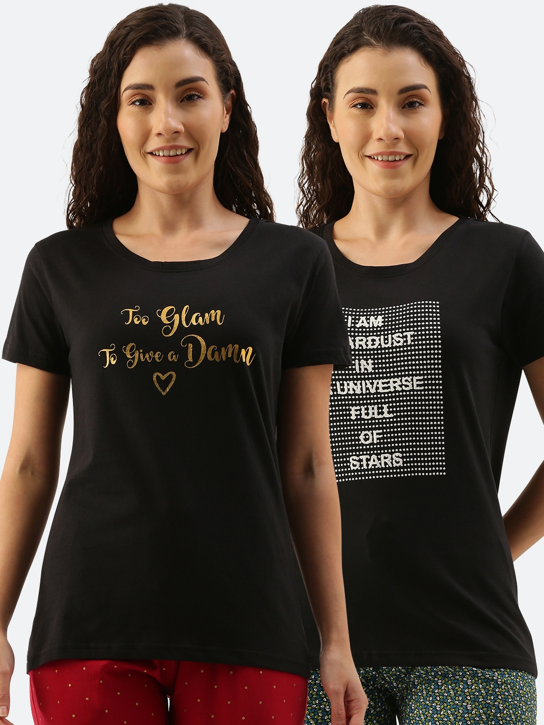 Kryptic | Women's Black Cotton Printed T-Shirts 0