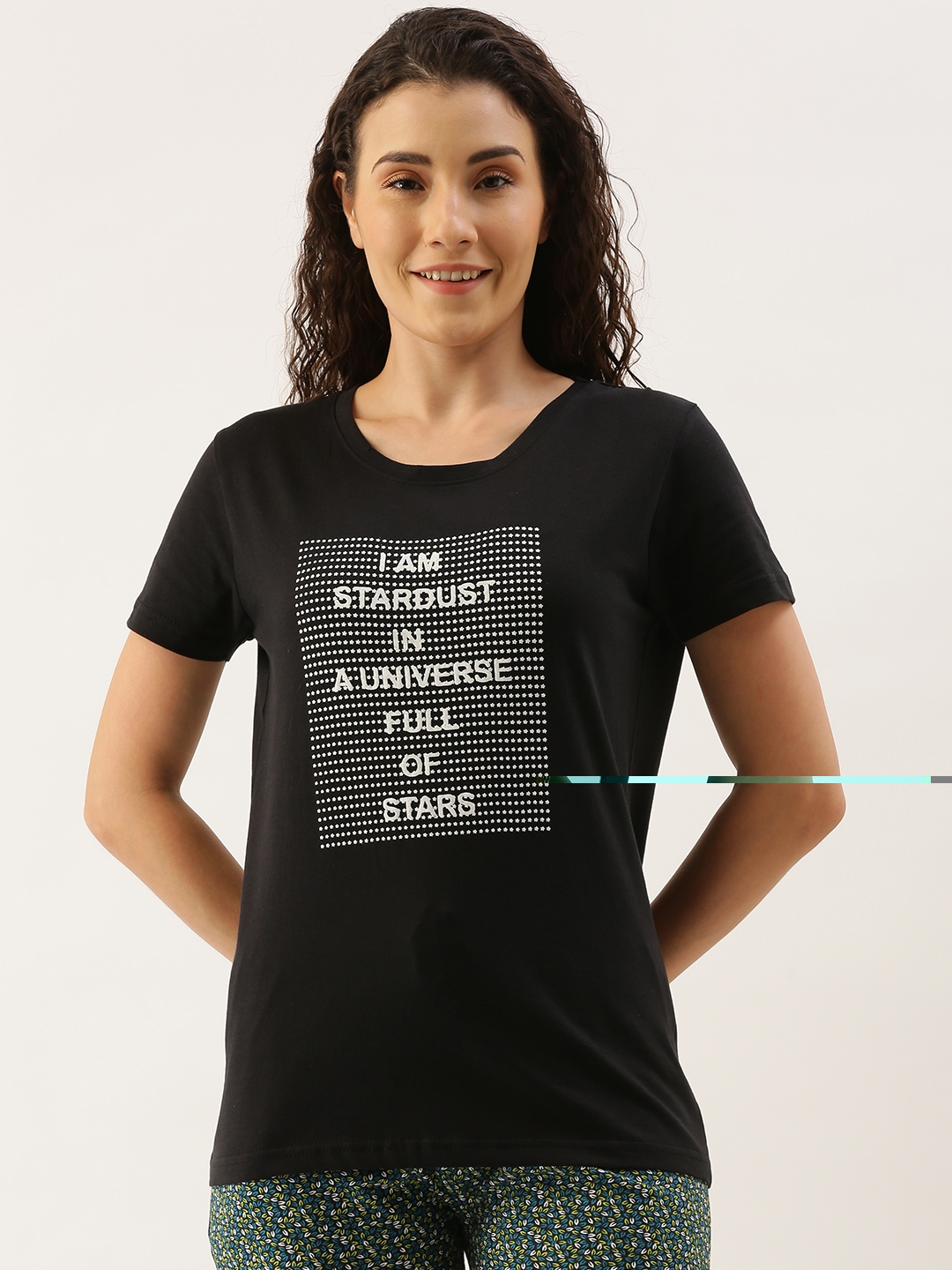 Kryptic | Women's Black Cotton Printed T-Shirts 1