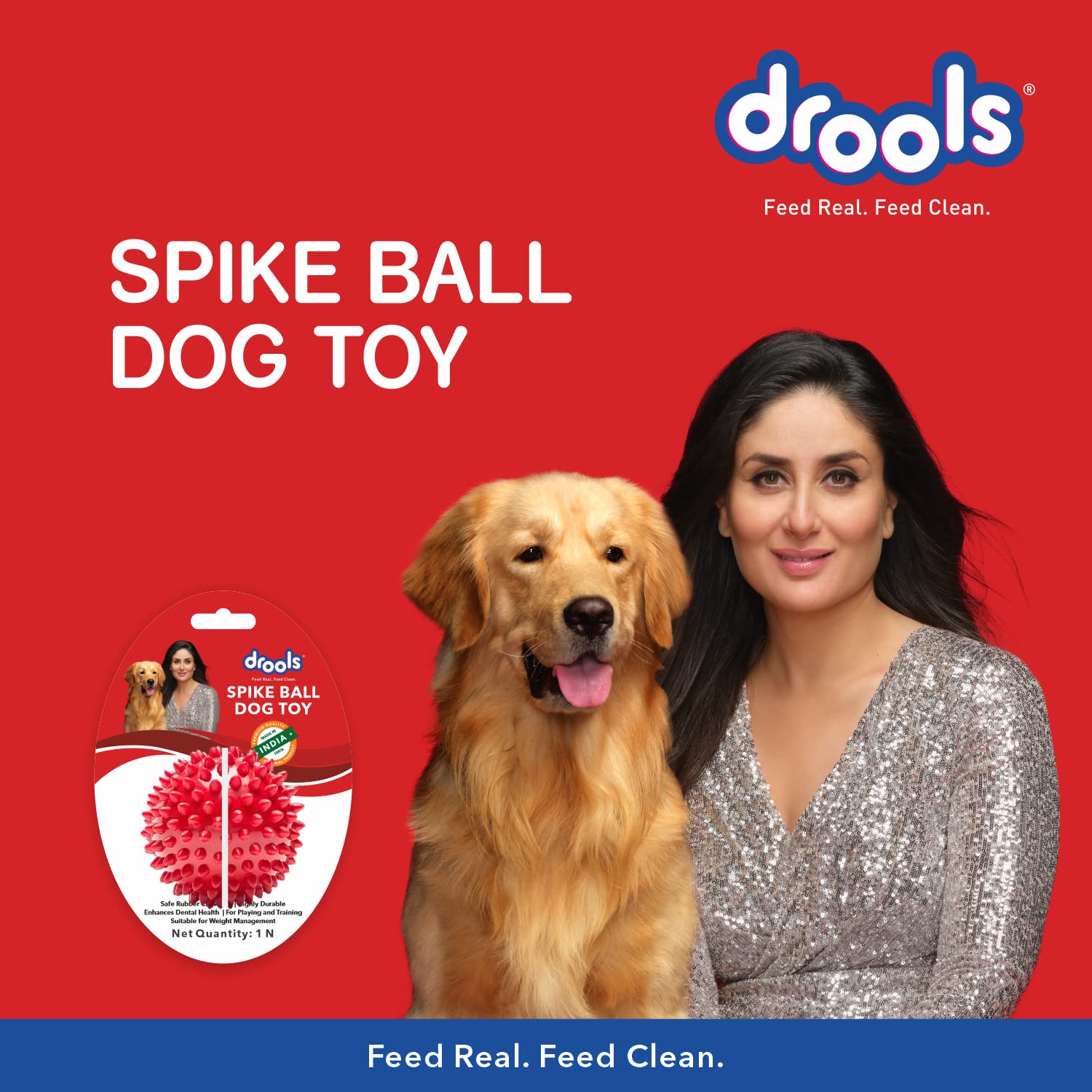 Drools Spike Hard Ball Chew Teething Toy for Puppies and Dogs