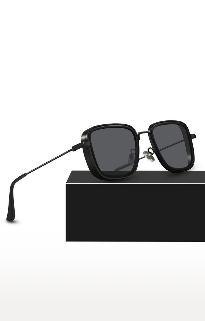 CREATURE | CREATURE Black Metal Body Lightweight Square Sunglasses For Men with UV Protection (Lens-Black|Frame-Black) 1