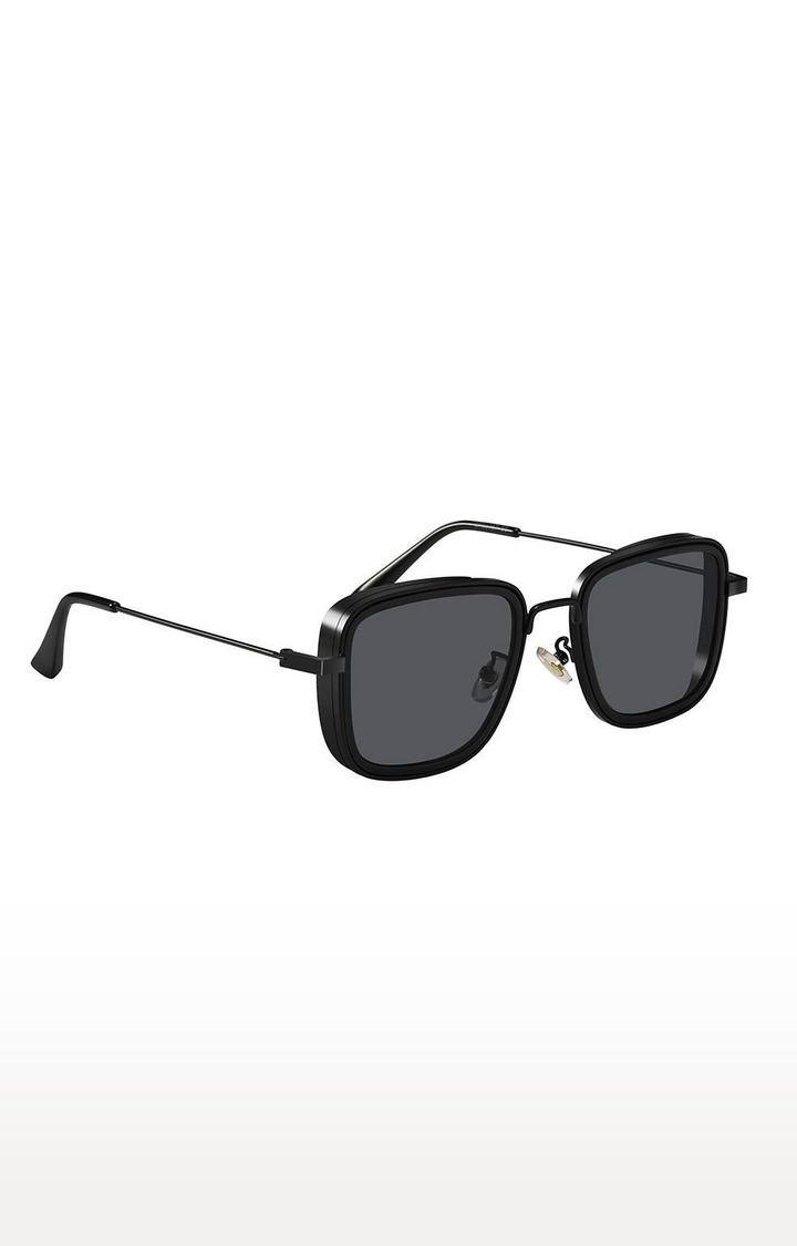 CREATURE | CREATURE Black Metal Body Lightweight Square Sunglasses For Men with UV Protection (Lens-Black|Frame-Black) 0