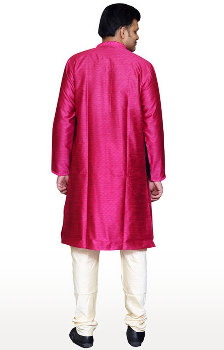Sreemant | Sreemant Blended Art Silk Textured Pink Kurta for Men, KSMB806B-PNK1B 3