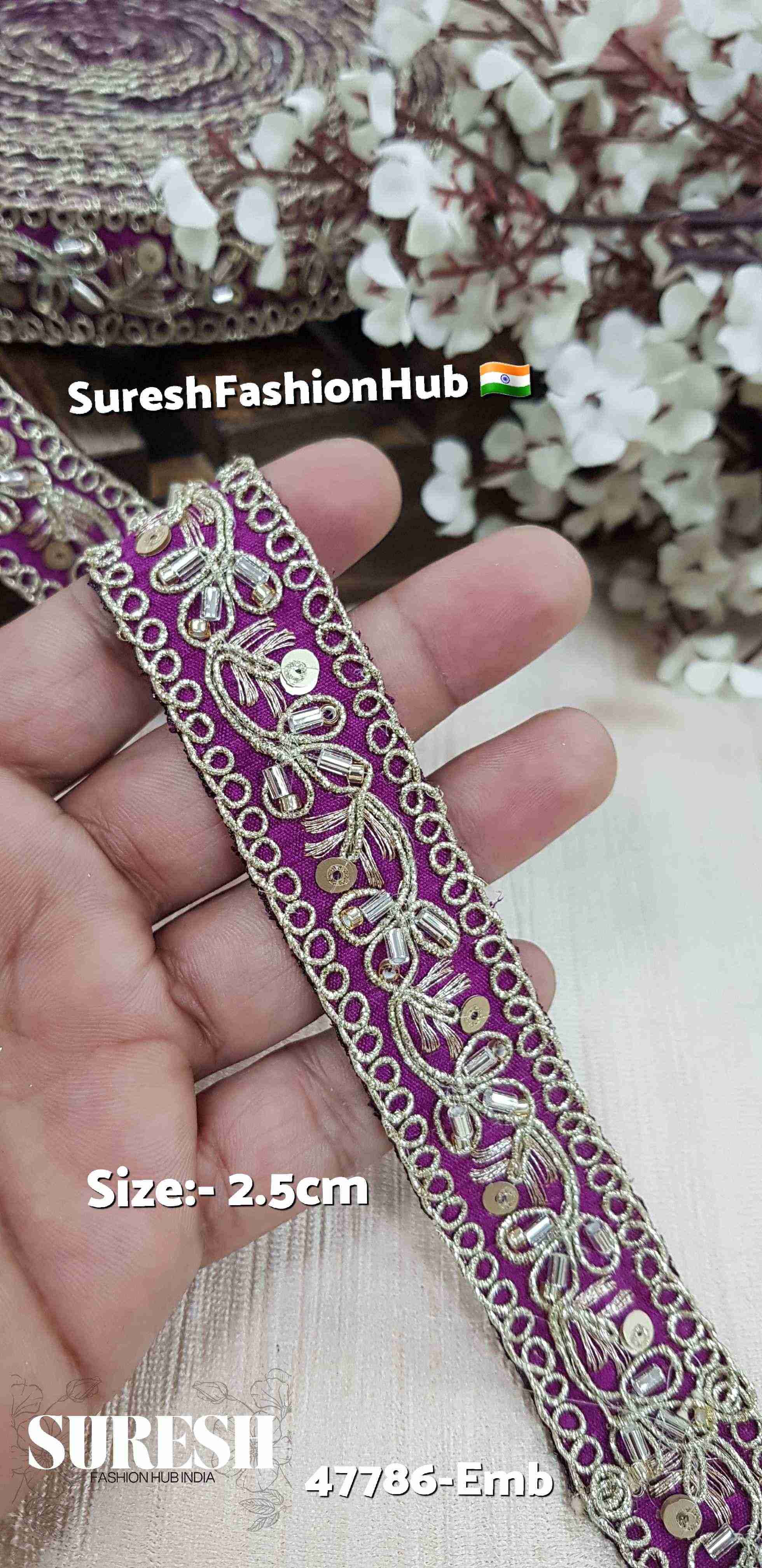 Purple Petals Embellished Border