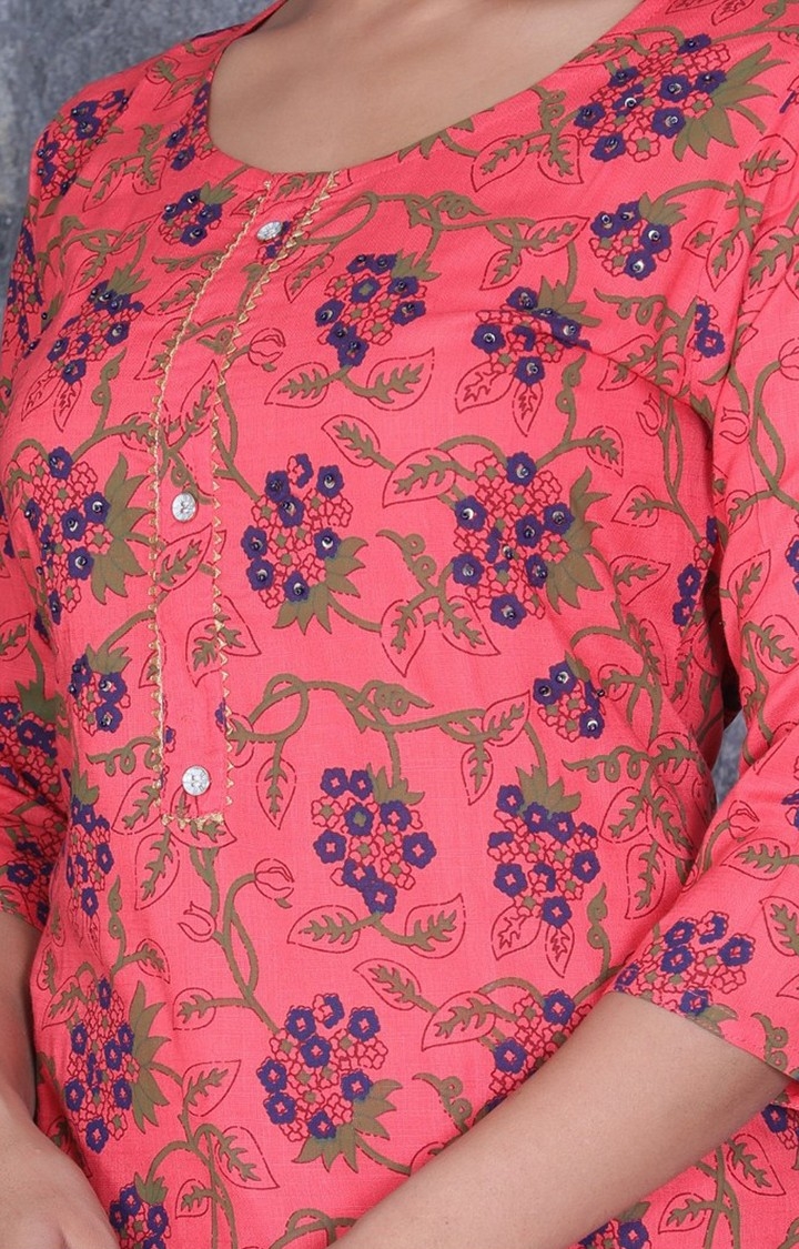 JAGURO | Stylish Fully Stitched Rayon Kurti Pant with Dupatta Set (Pink) 3