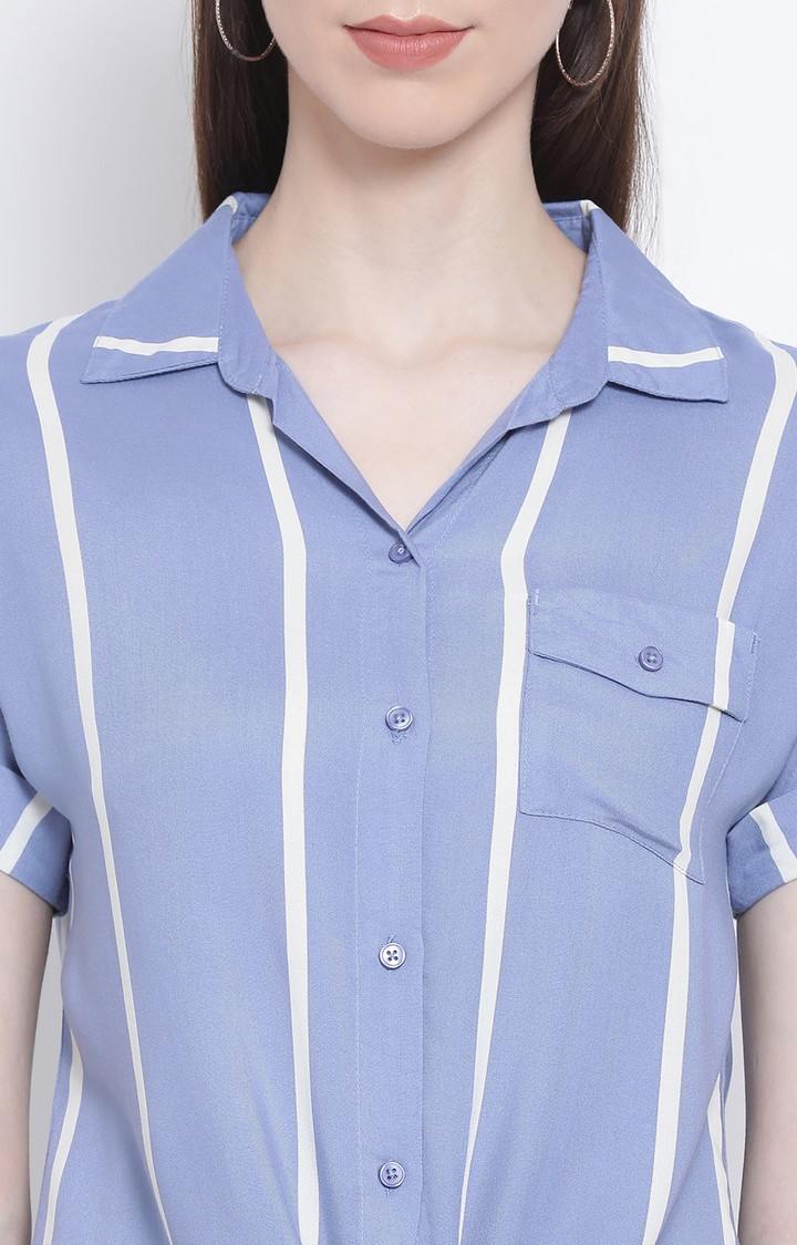 Boxy Striped Tie-Knot Shirt