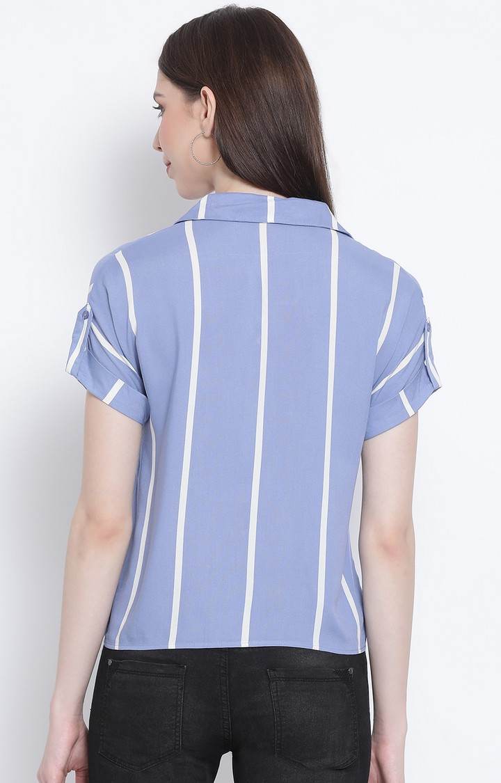 Boxy Striped Tie-Knot Shirt