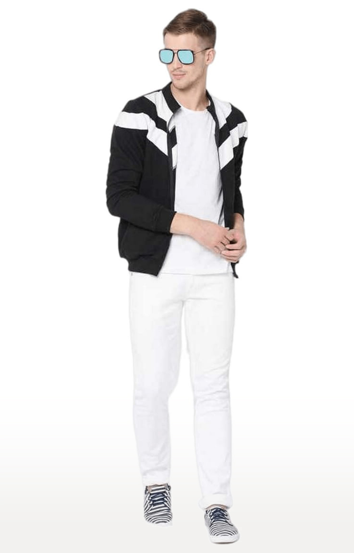 Men's Black Cotton Solid Regular Western Jackets