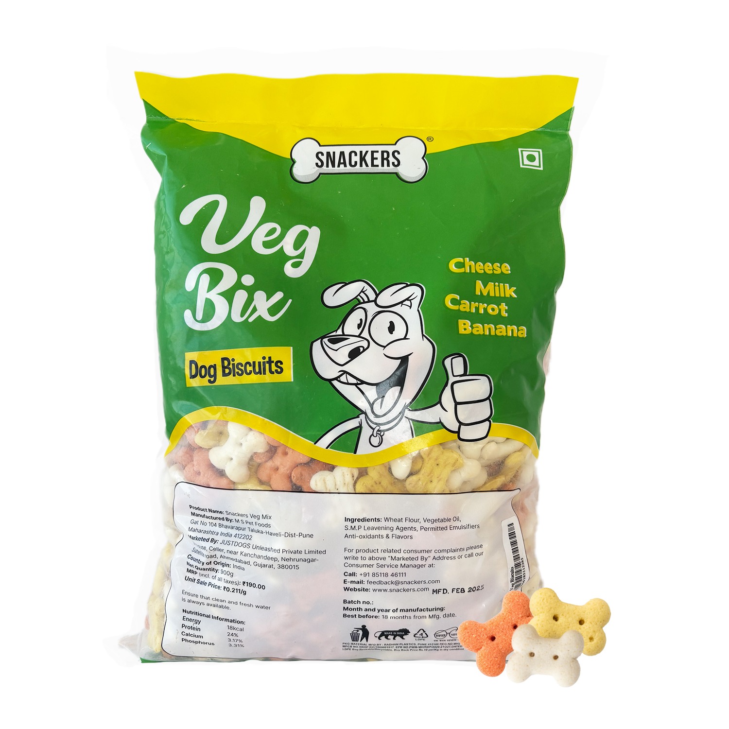Snackers Veg Bix Dog Biscuits 900g