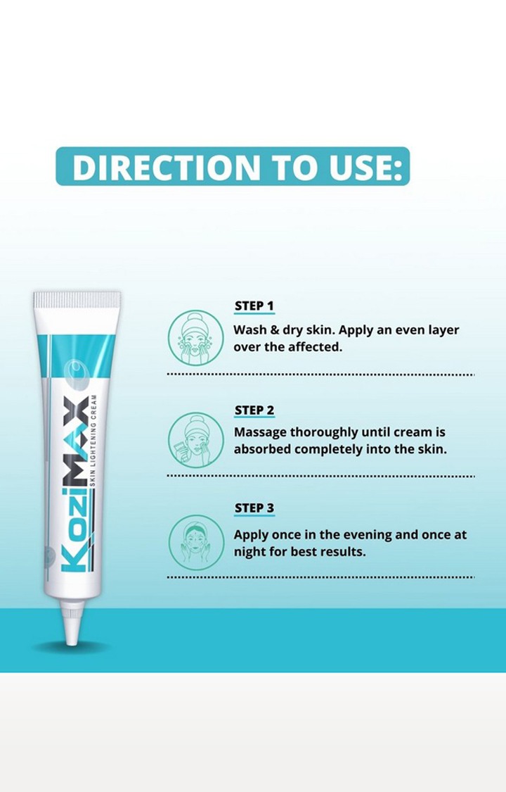 Kozimax Skin Lightening Cream : 15 grams : Pack of 02
