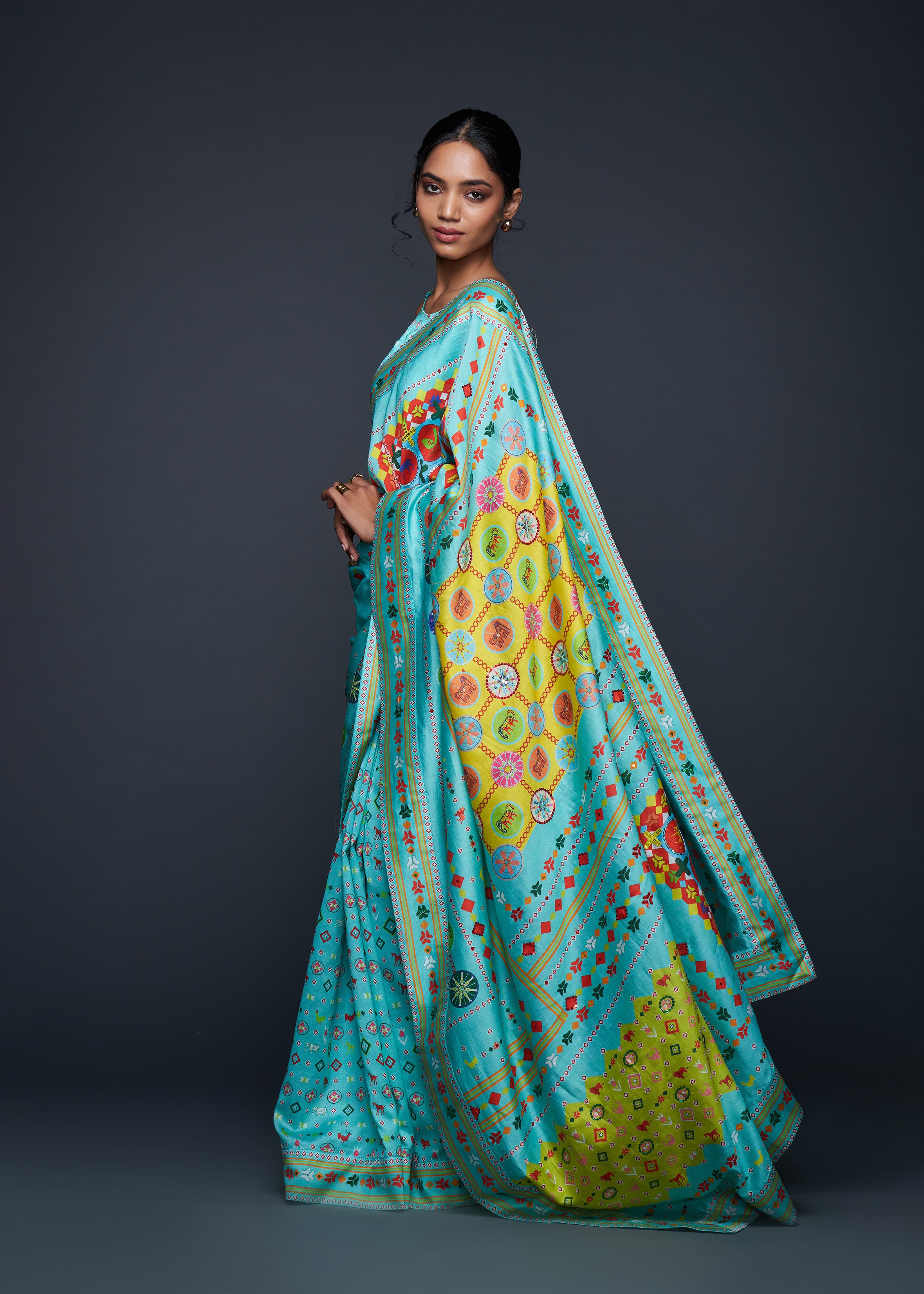 Turquoise Saree