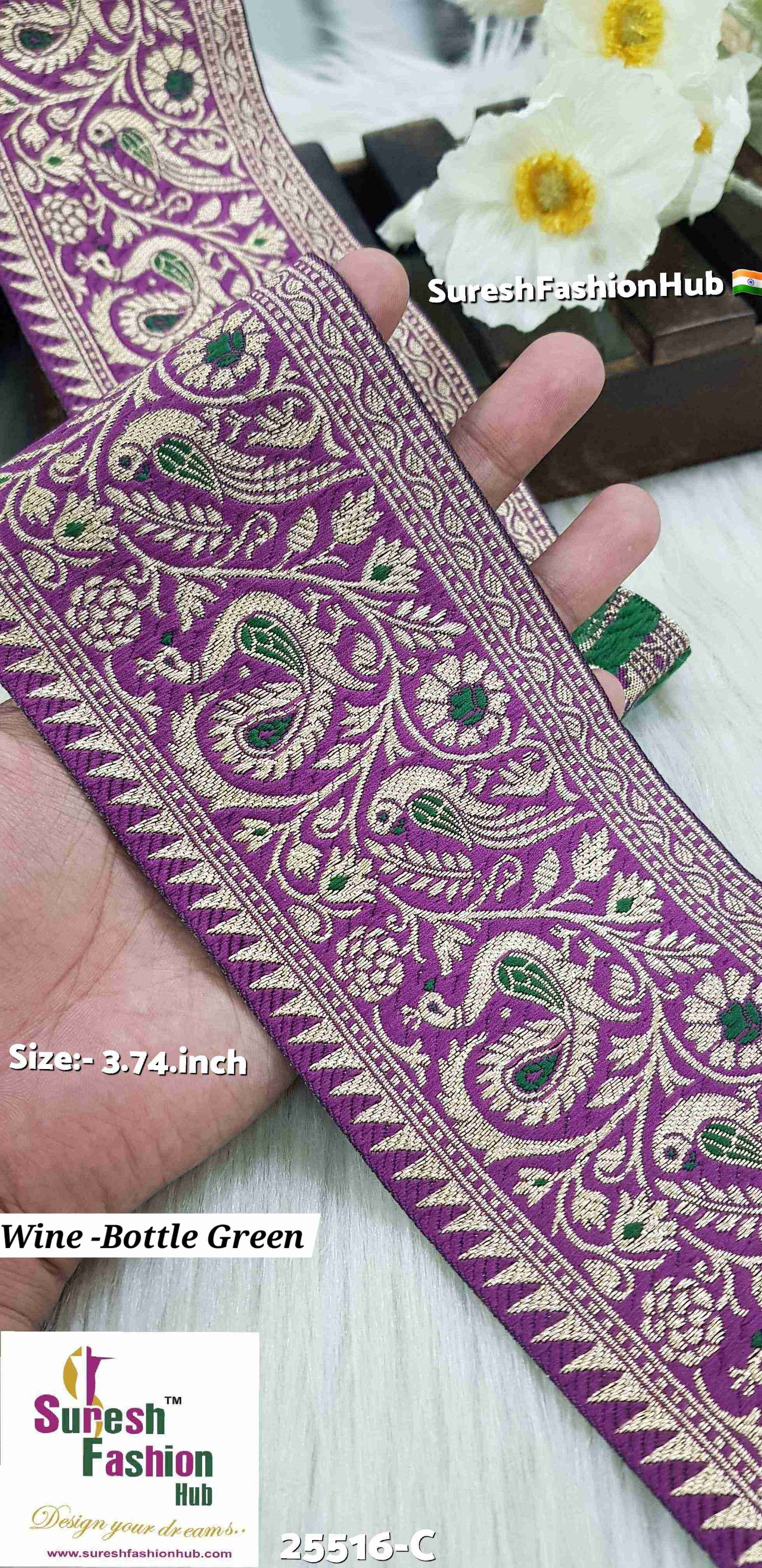 Wine-Bottle Green Forest Banarasi Lace