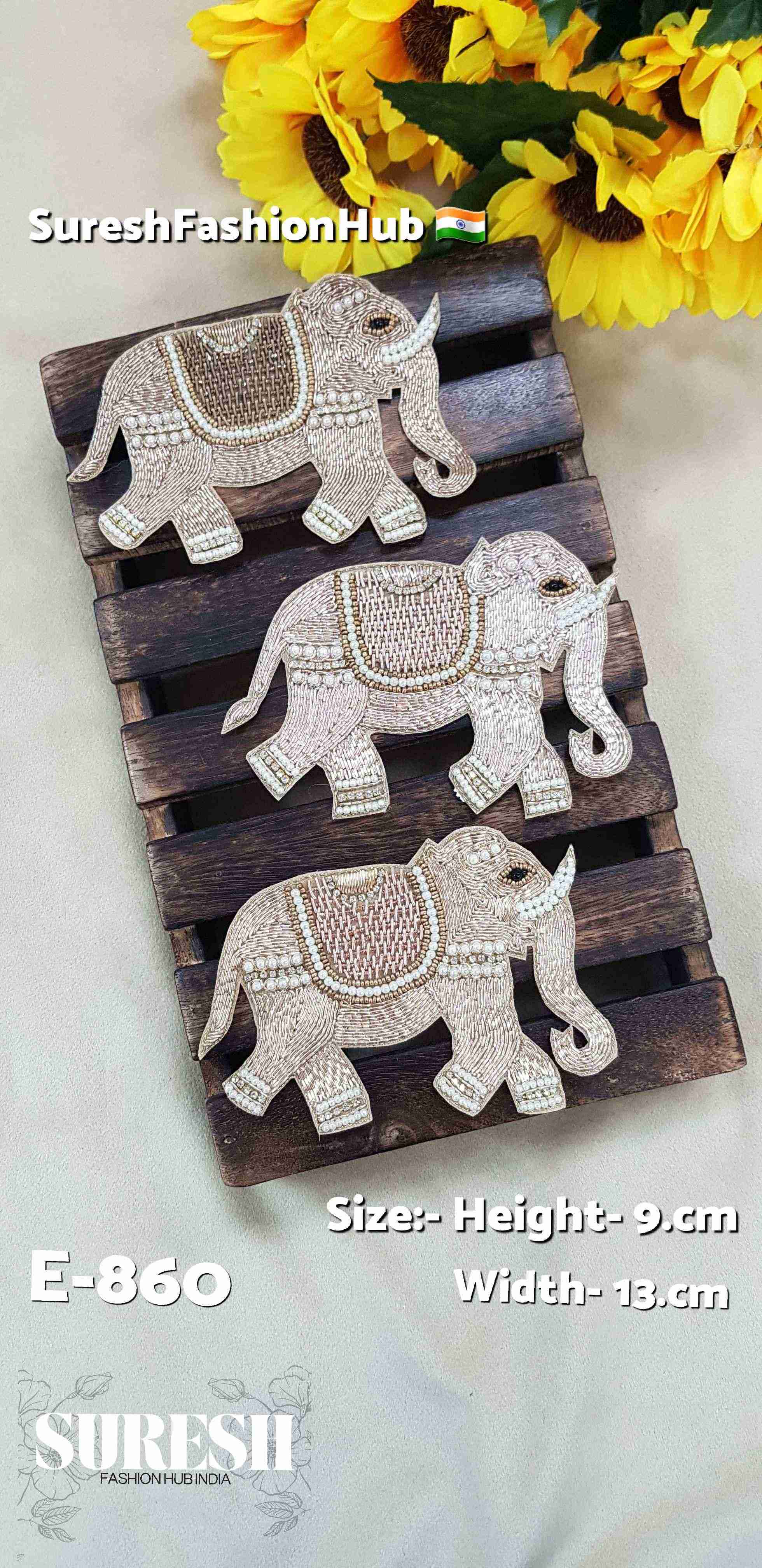 Rose Gold Right Facing Elephant Patch