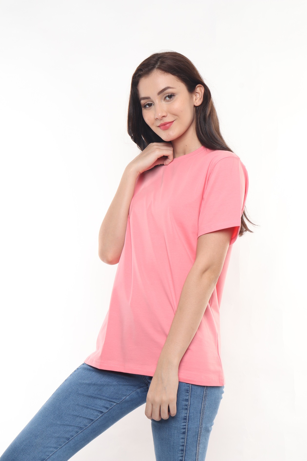 Peach Oversized Cotton Lycra T Shirt