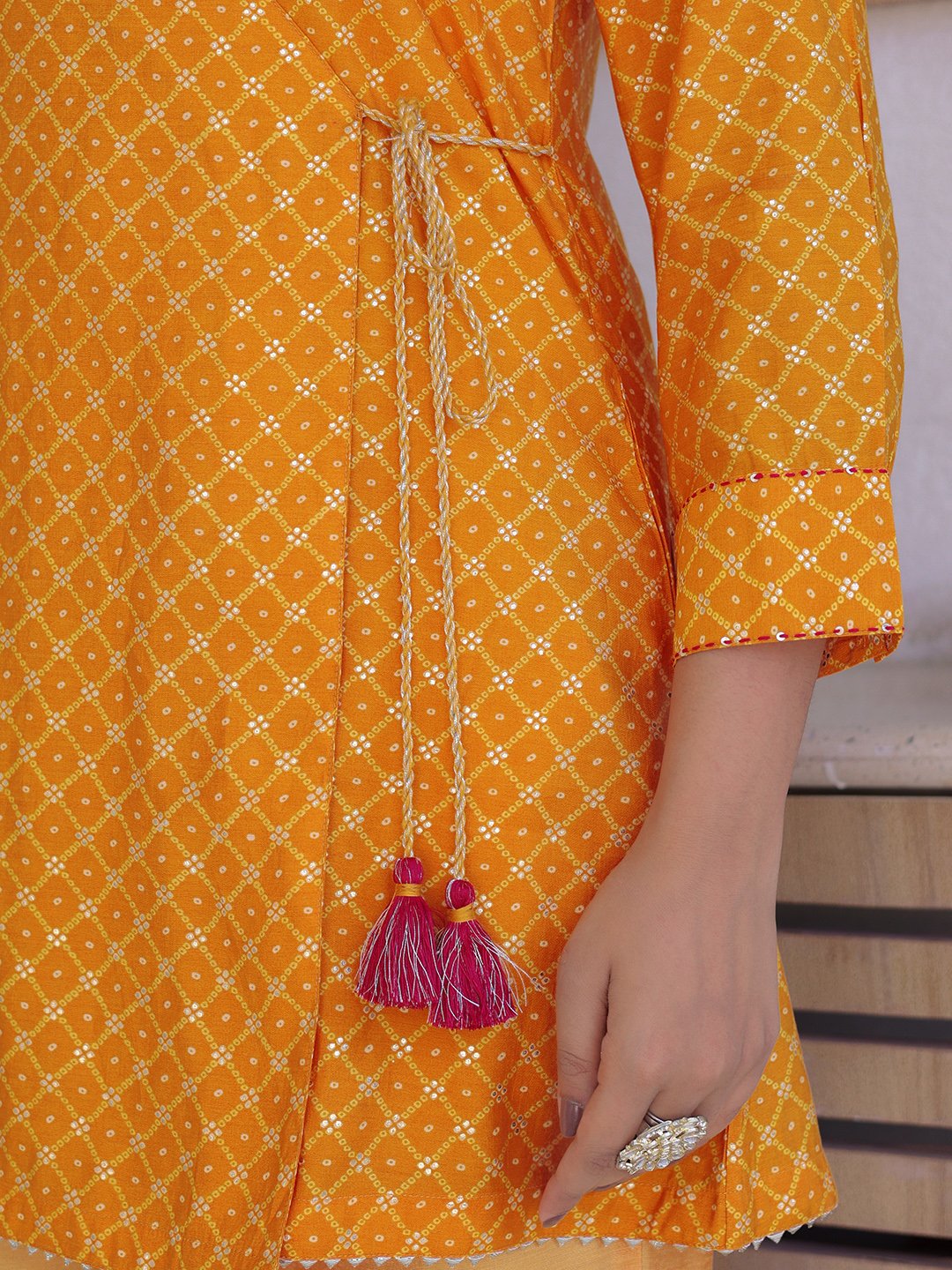 MUSTARD BANDHANI PRINTED CO-ORD SET