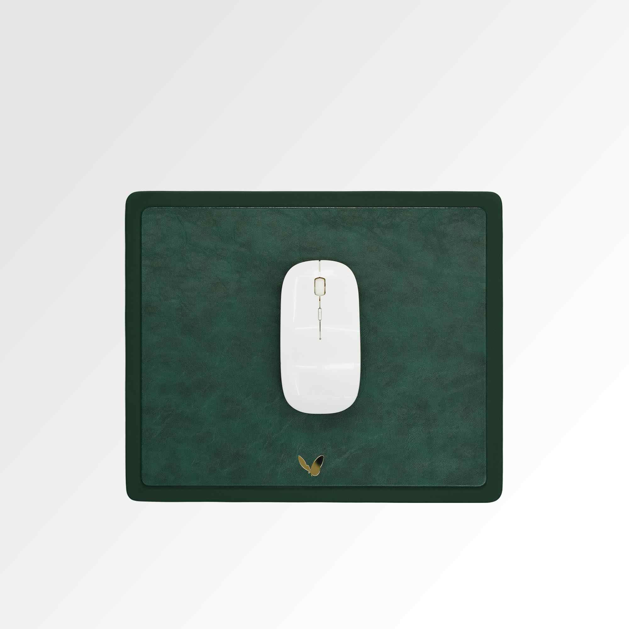 Rectangular Mouse Pad in Faux Leather | Rigid | 11×9 Inches | Moderno | Olive Green