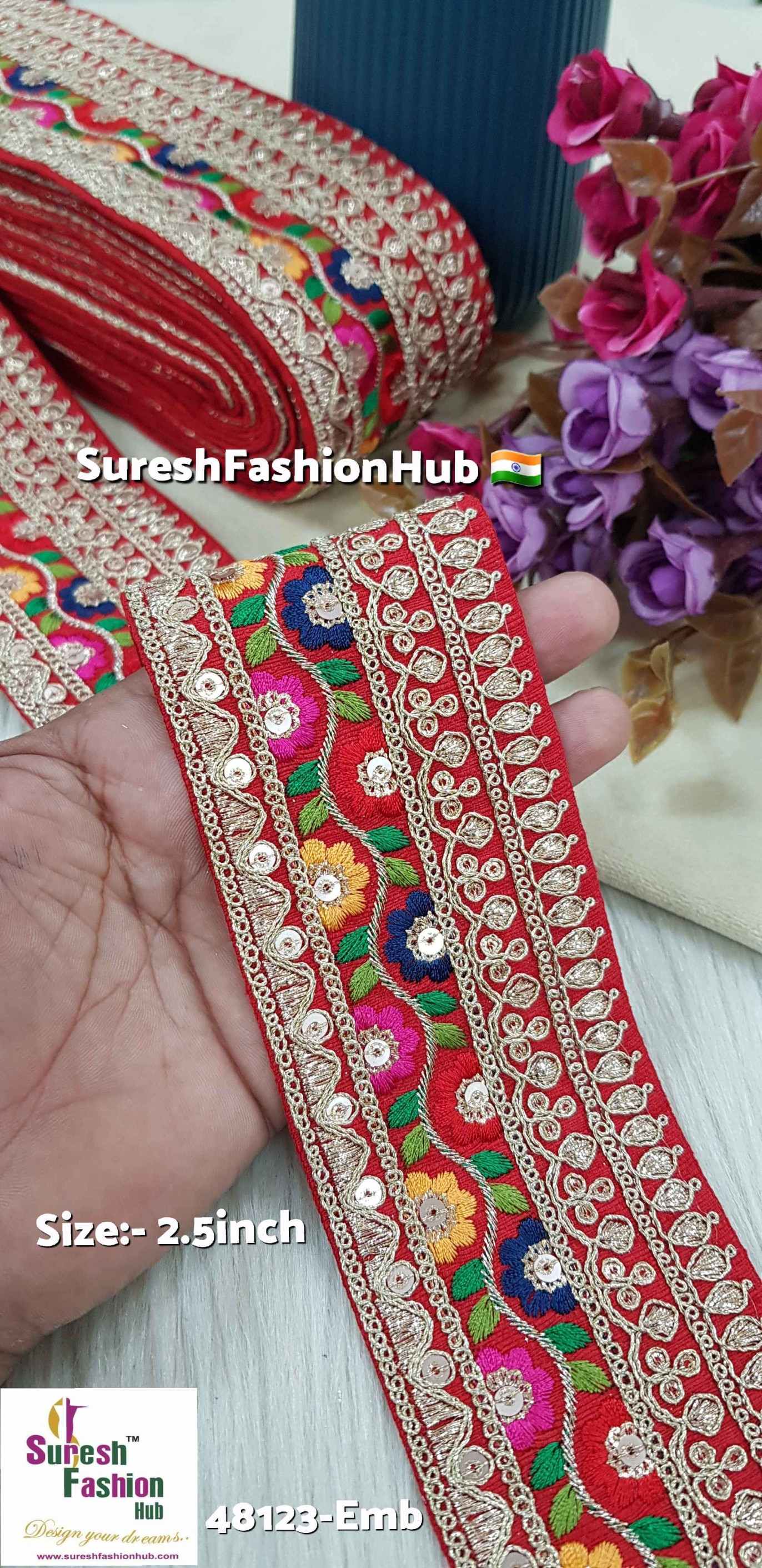 Sabyasachi Inspired Scarlet Red Luxe Floral Lace