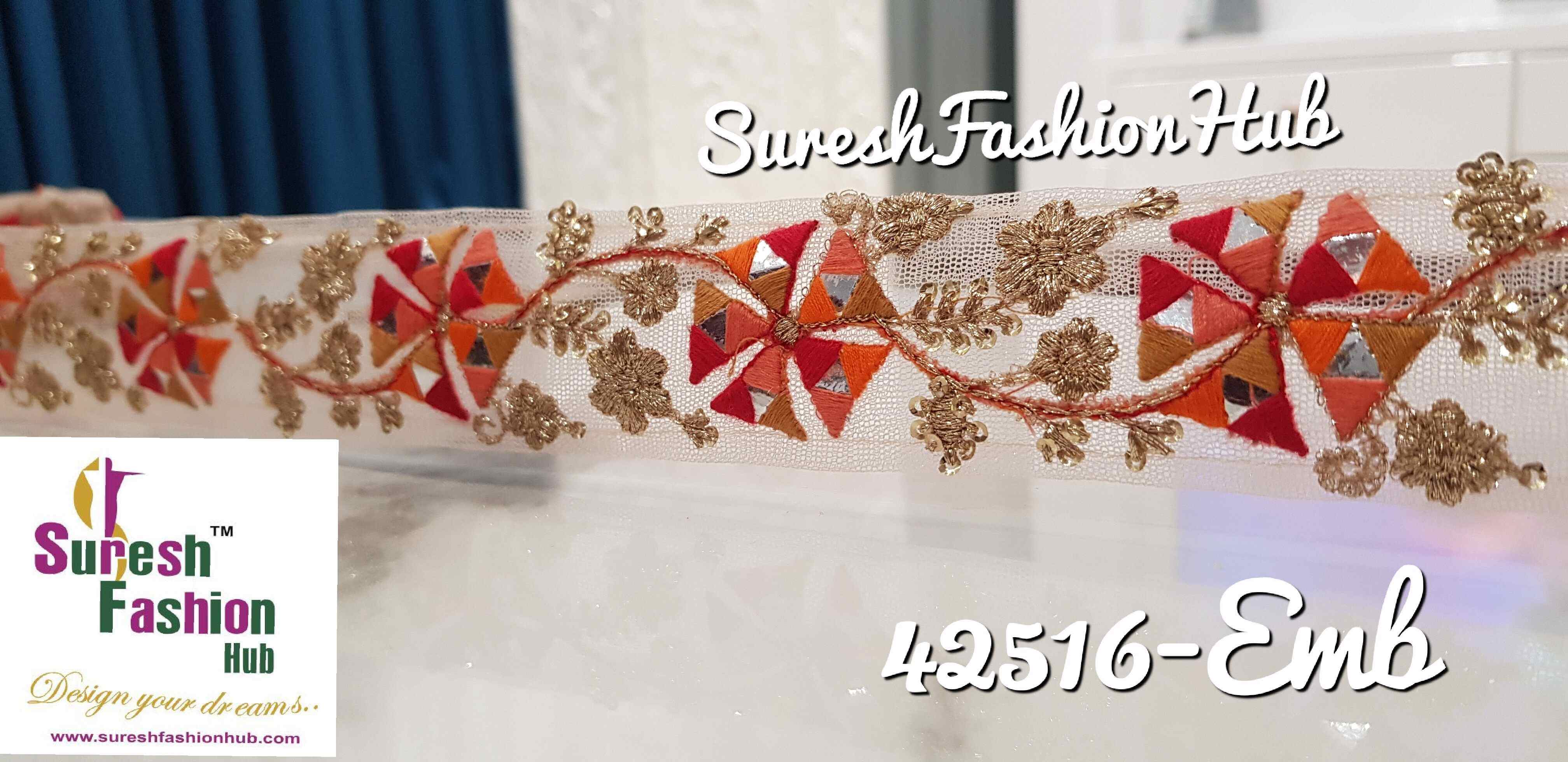 Multicolor Zari Mirage Mirror Embroidered designer Trim