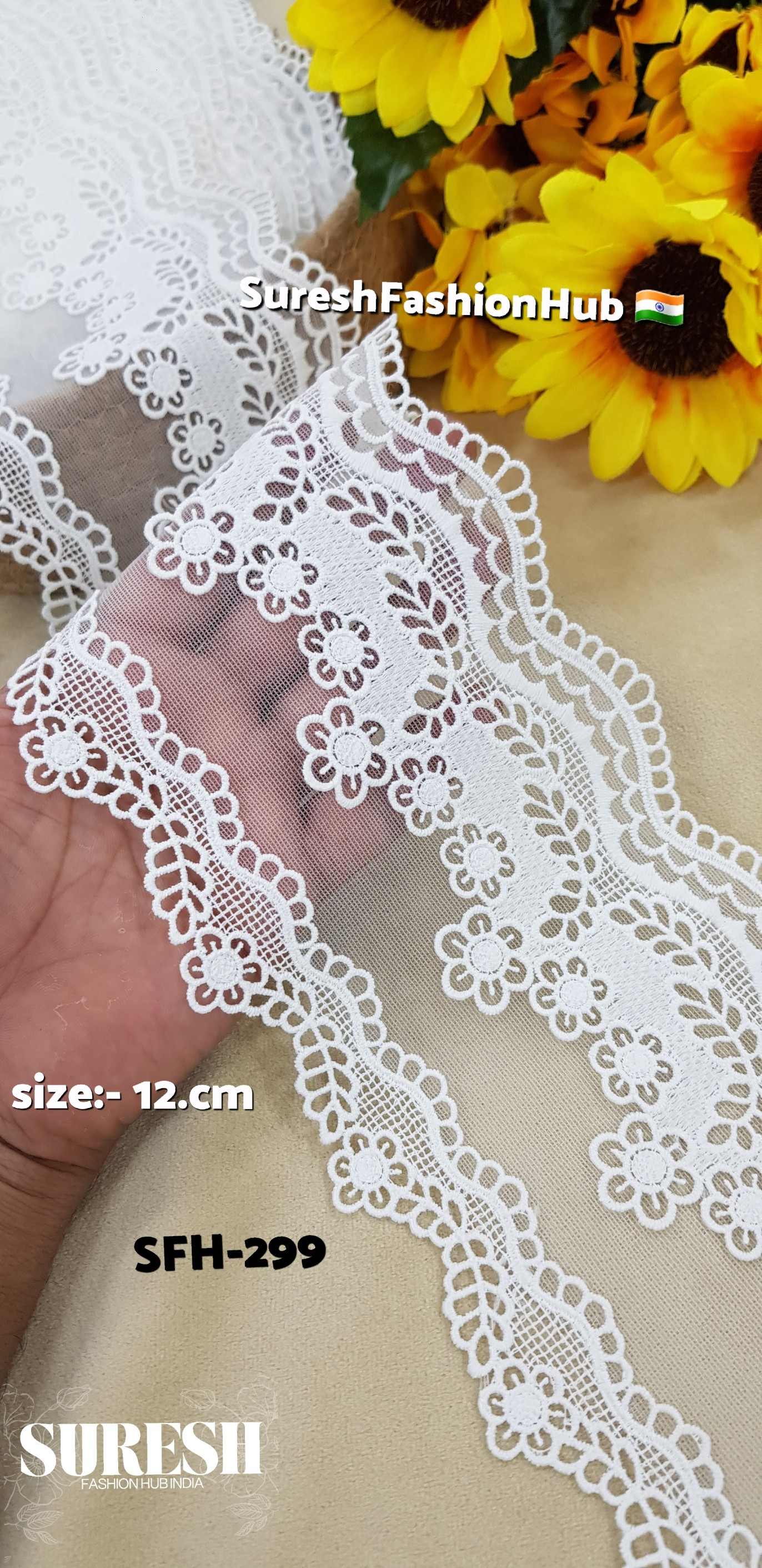 Ivory Dual Scallop Bloom Lace – Cream -SFH-299