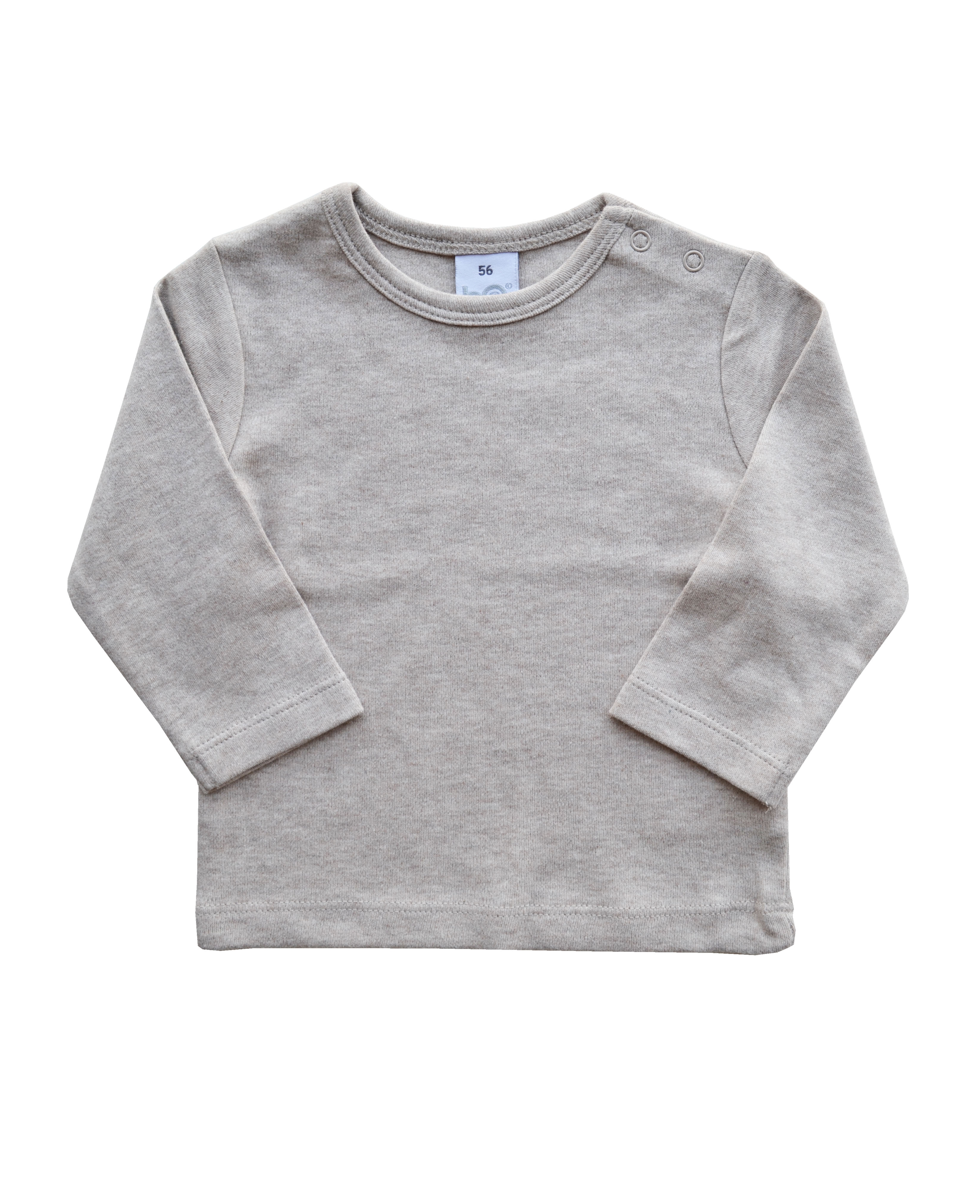 Beige Melange Long Sleeved T-shirt (100% Cotton Interlock Biowash)