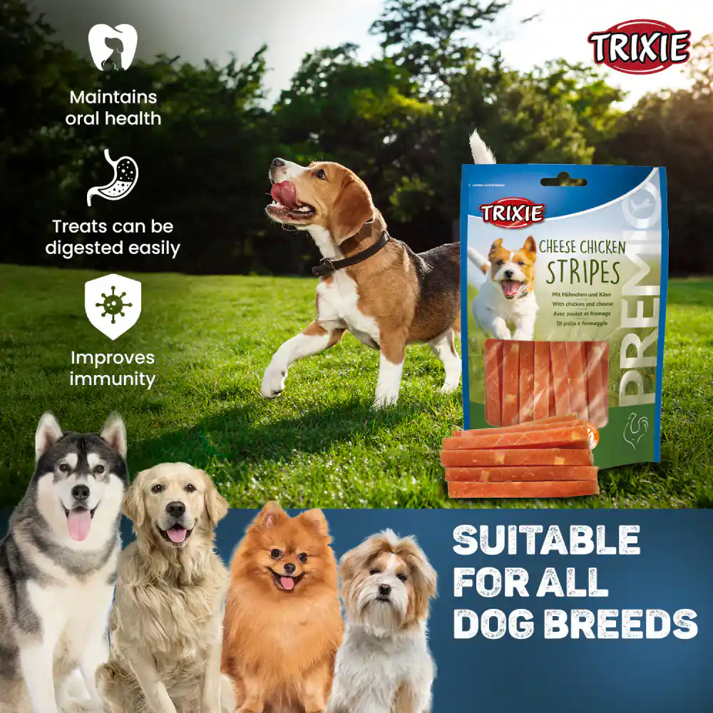Trixie Premio Cheese Chicken Stripes Dog Treats, 100 g
