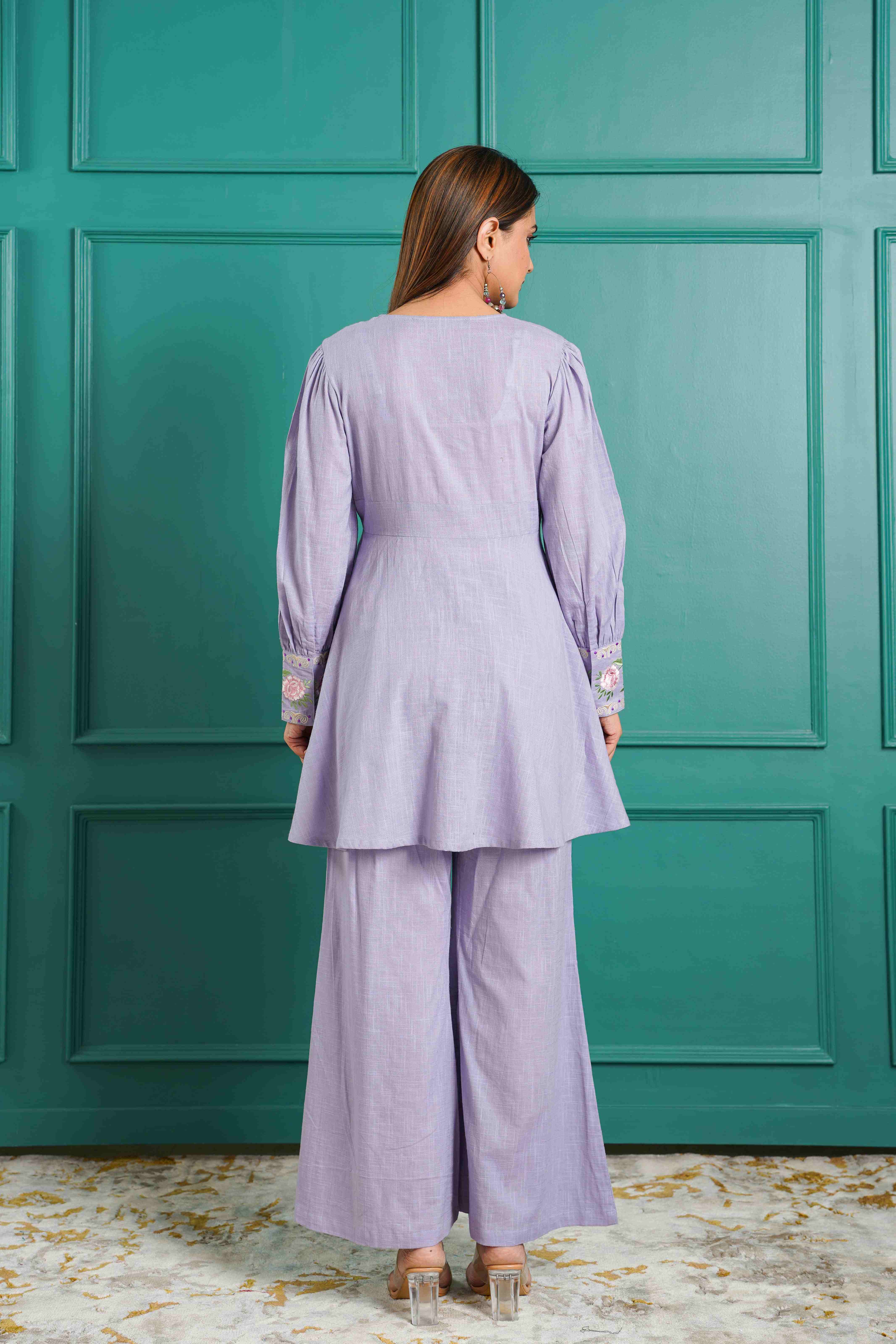 LAVENDER EMBROIDERED CO-ORD SET