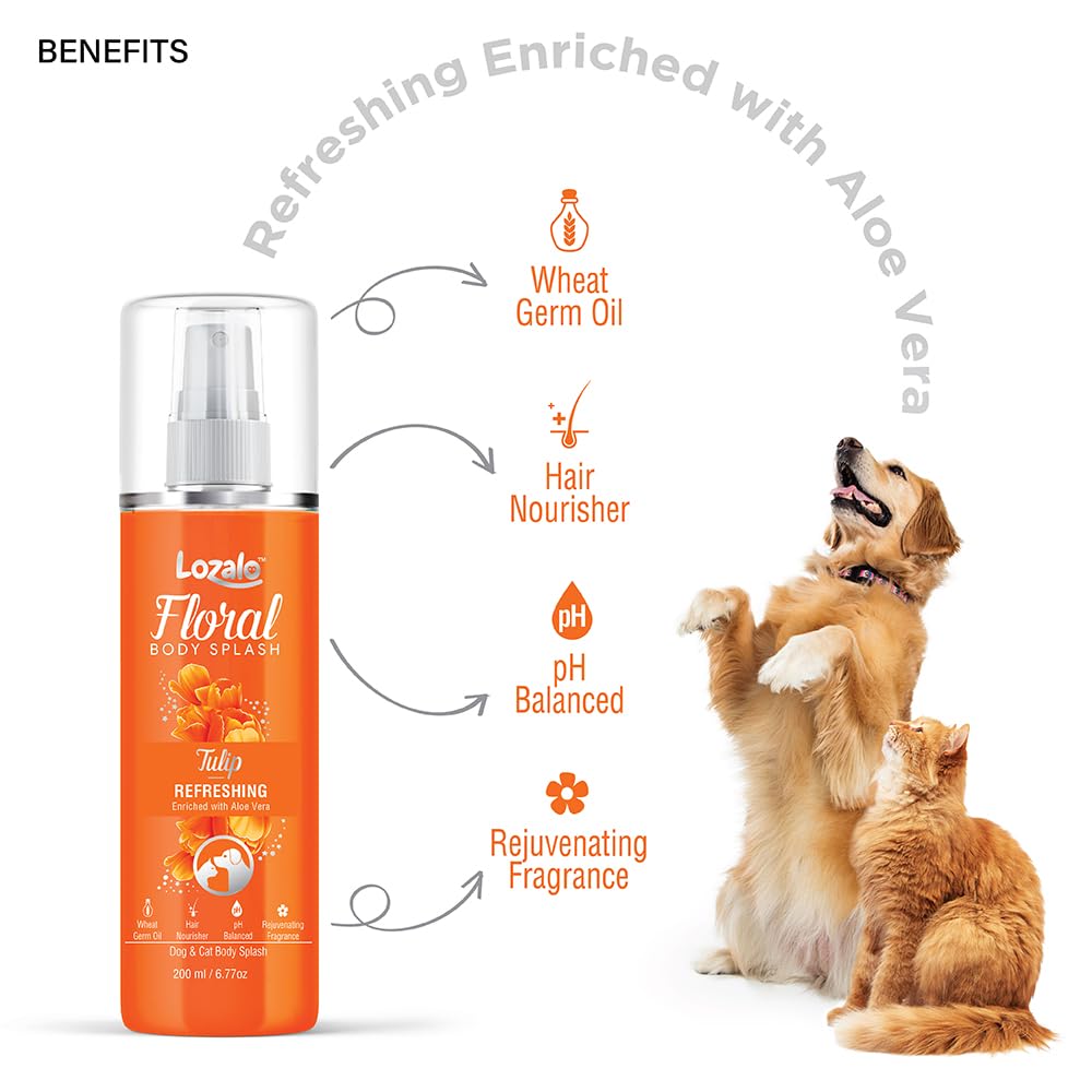 Lozalo Floral Pet Body Splash for Dogs & Cats, 200 ml, Tulip