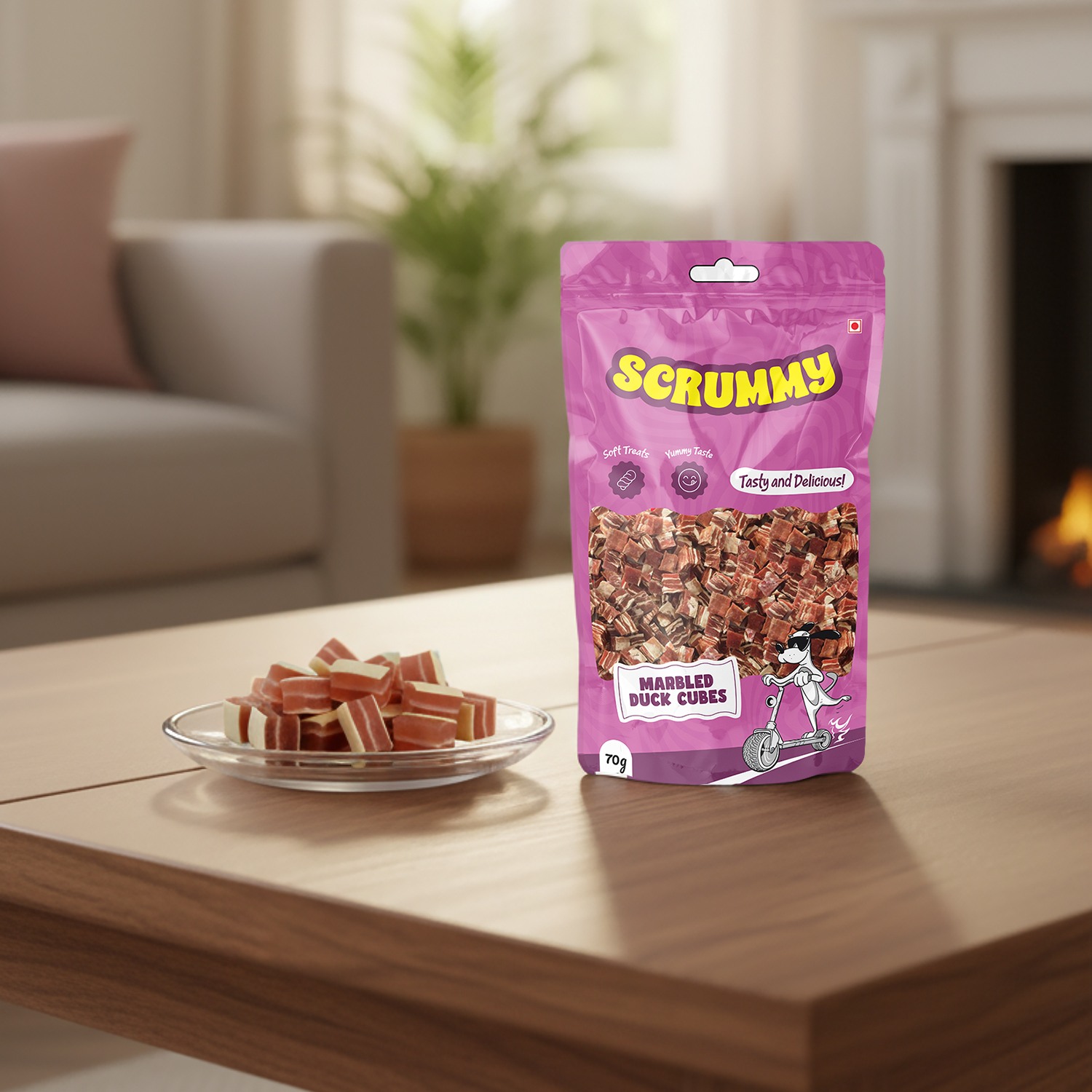 Scrummy Marbled Duck Cubes Dog Treats 70g