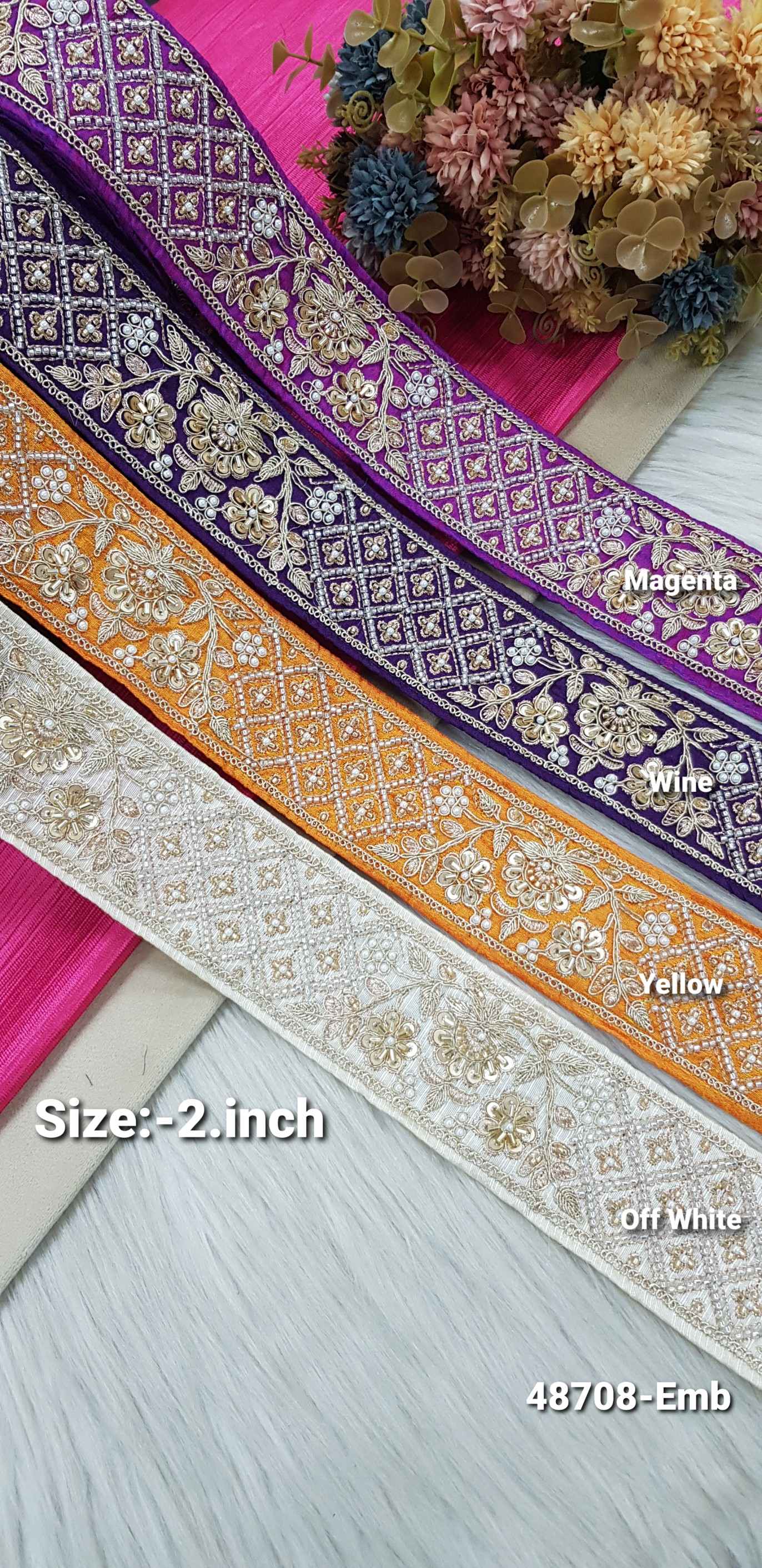 Petrol Floral Dori Embroidery Lace – 48708-Emb