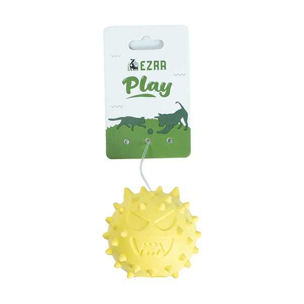 Ezra Play Refillable Devil Emoji Ball - Yellow Rubber Toy