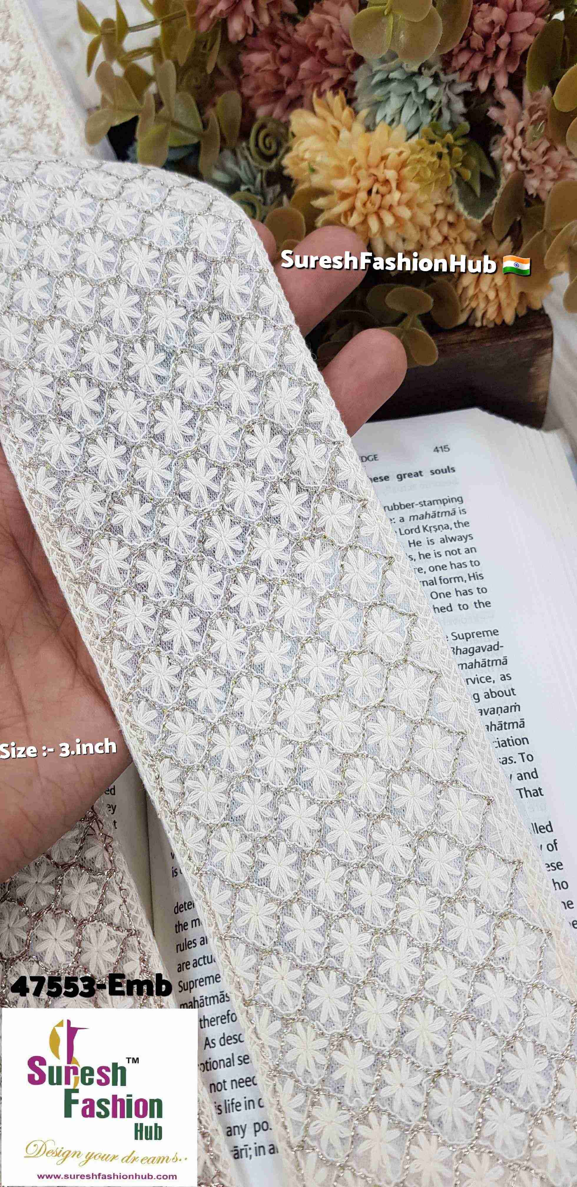 Gold Lakhnavi Floral Embroidered Lace