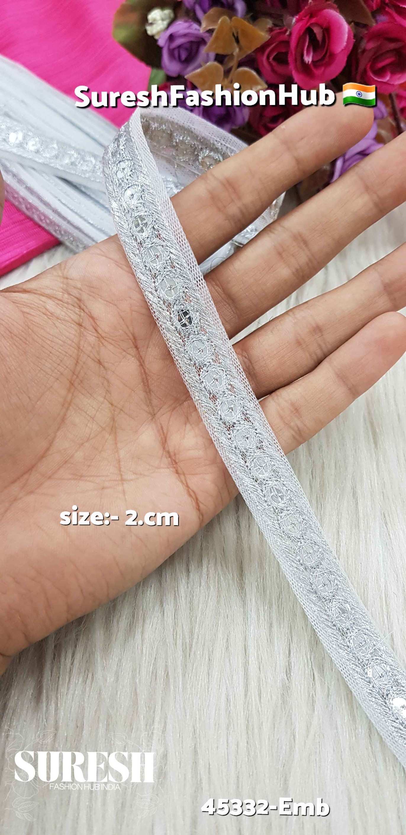 Silver Glint 9mm Sequin Zari Lace