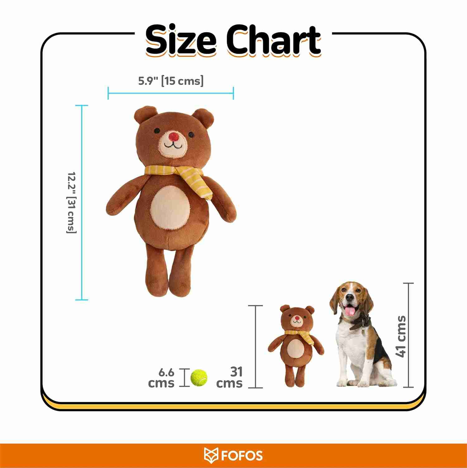 Fofos Fluffy Puppy Toy Bear, Brown