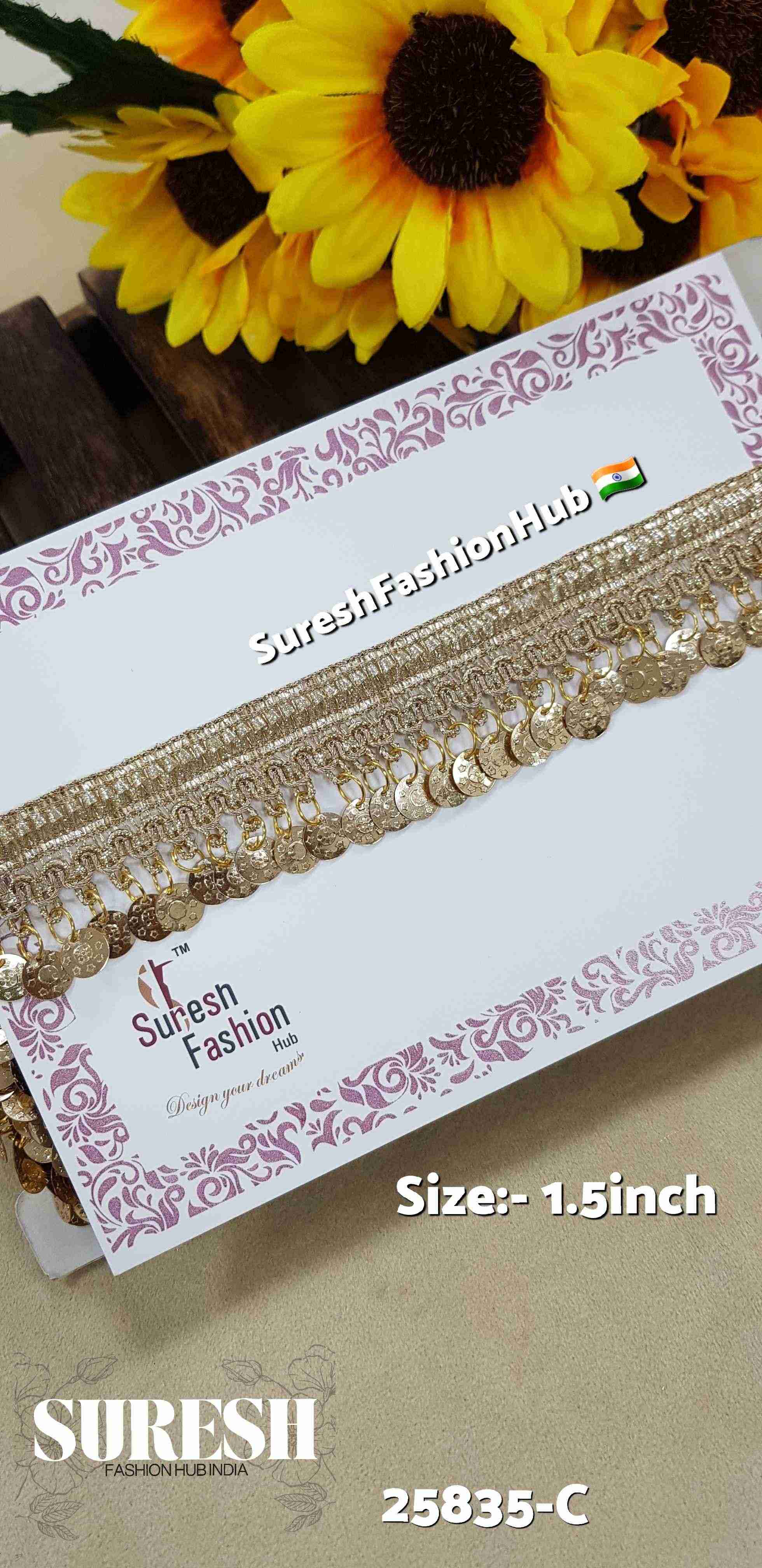  Pearl Gold Jhalar Hanging Coin Lace