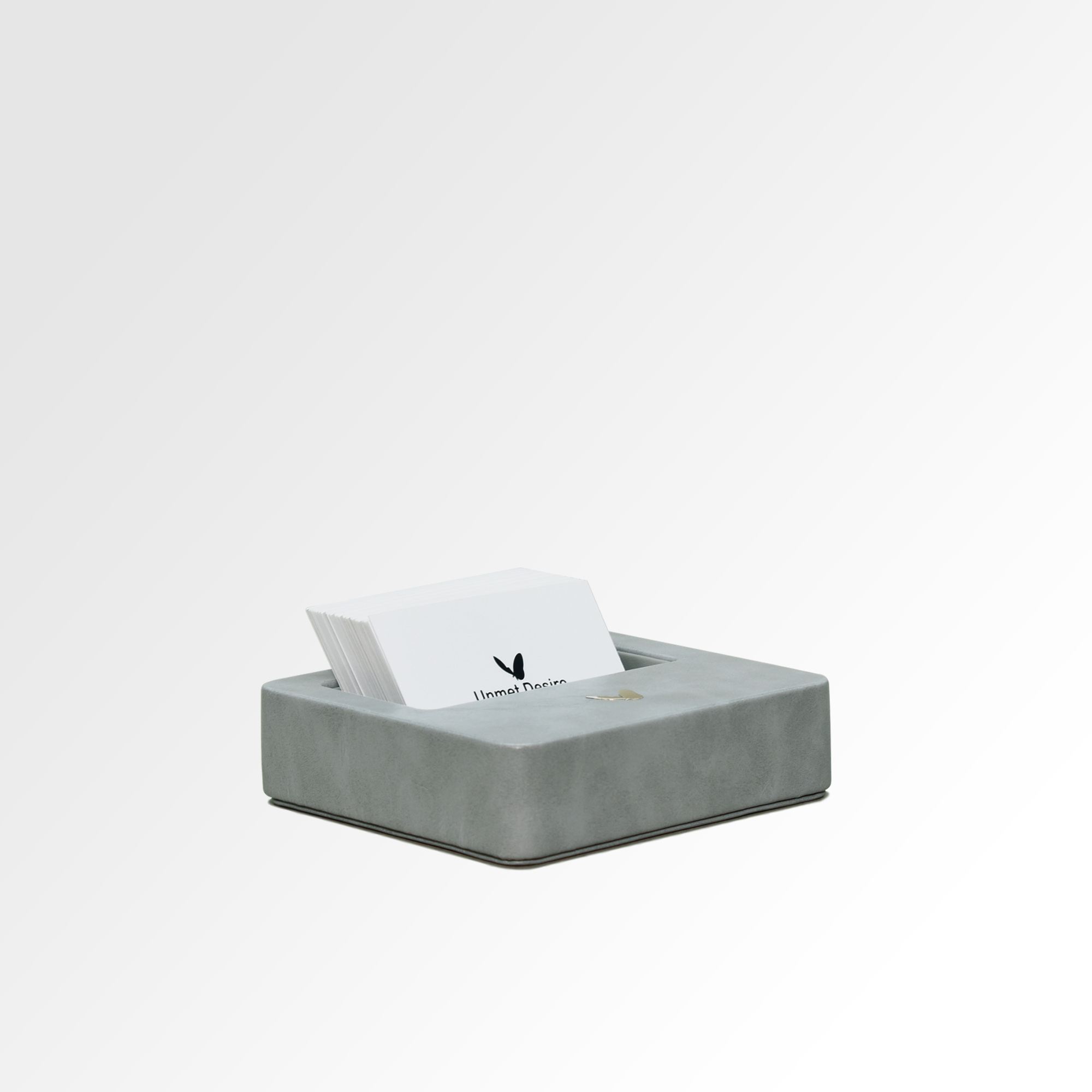 Visiting Card Holder for Desk | Faux Leather | Square | Moderno | Grey