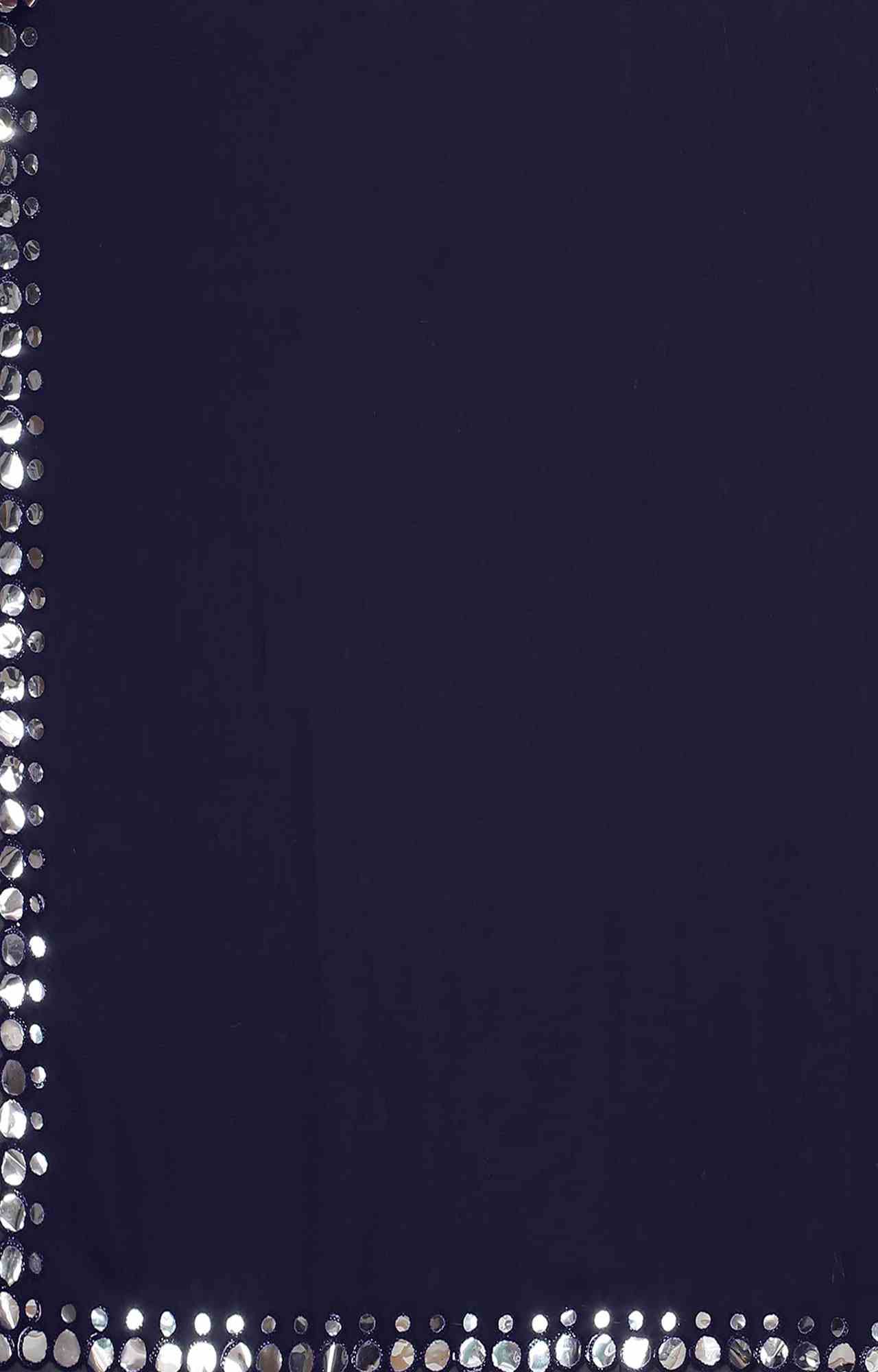 Women Navy Blue Solid Georgette Saree with Mirror Work Border - HA_VASTRA_NBLUE