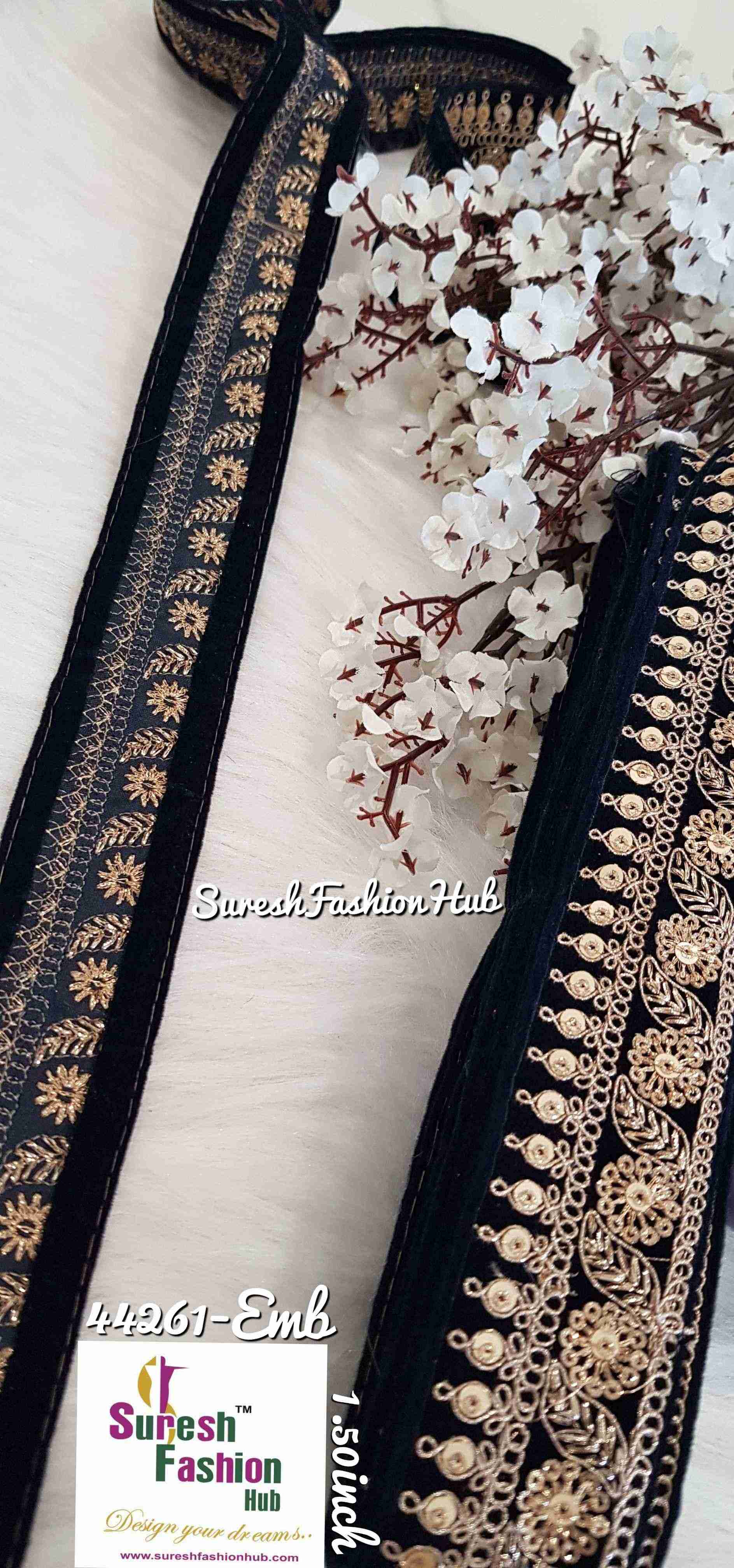 Cerulean Blue embroidered trim