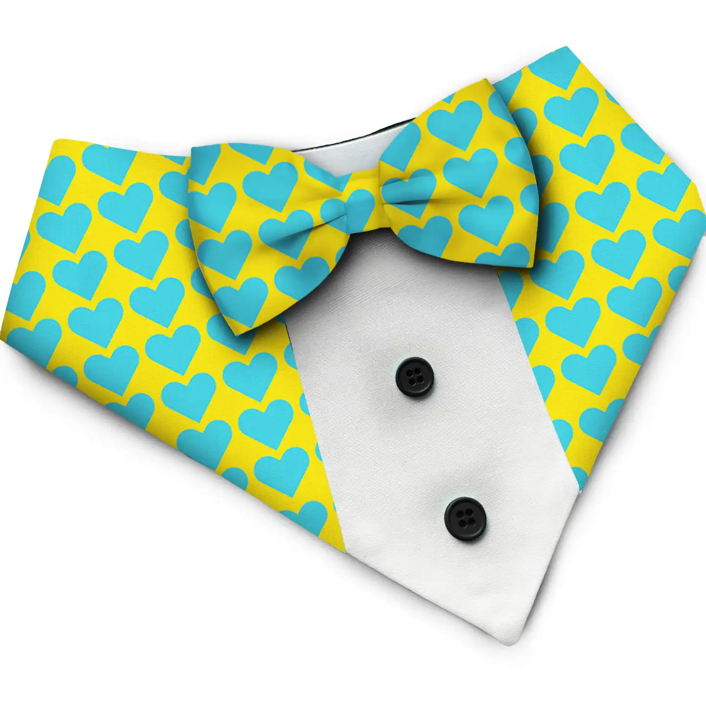 PawsIndia Heart Pattern Tuxedo Bandana with Matching Bow for Pets