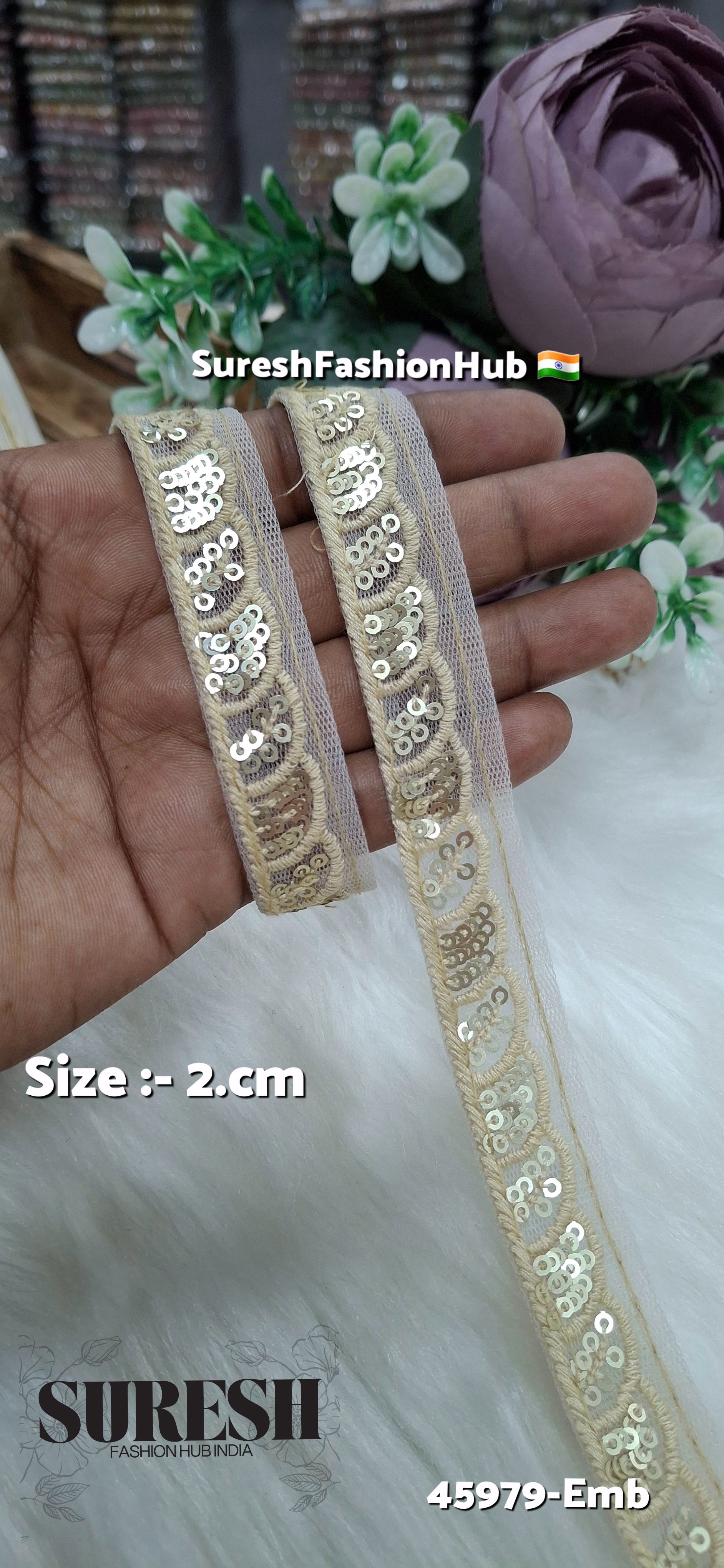 Beige Tone-on-Tone Net Embroidery Lace