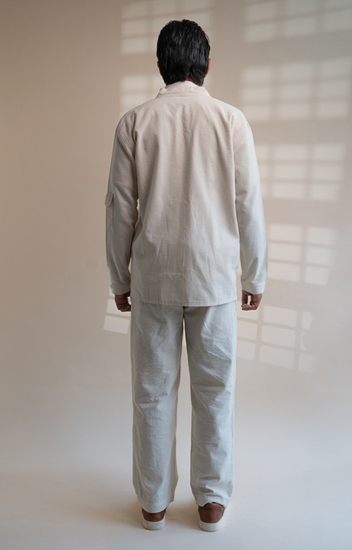 Men's White Cotton Front Open Jackets