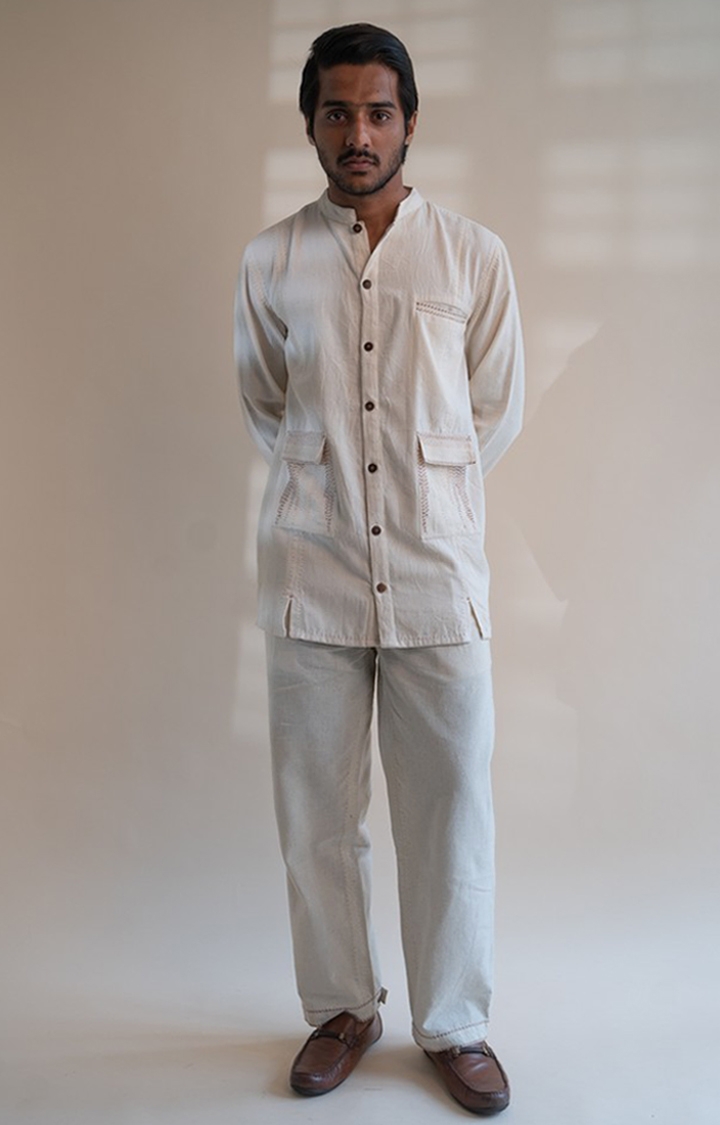 Lafaani | Men's Off White Cotton Casual Shirts
