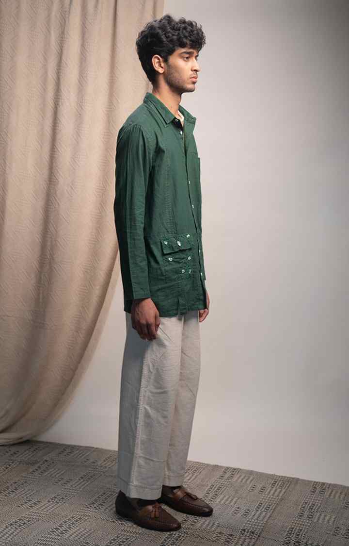 Men's Green Cotton Casual Shirts