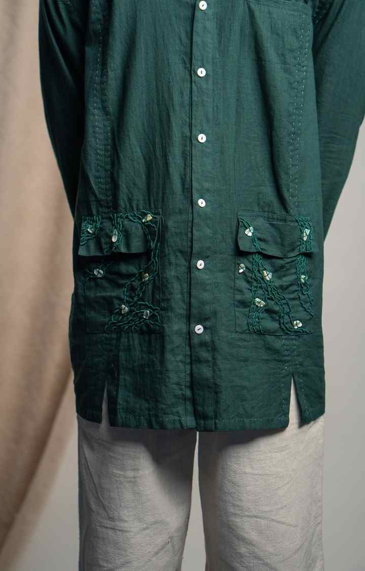 Men's Green Cotton Casual Shirts